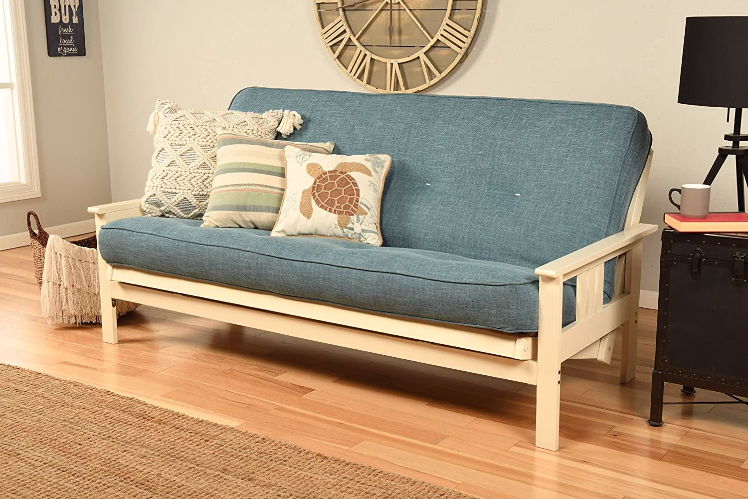 Full Size Spring Futon Mattress Replacement, Sleeper Sofa Bed Mattress, Linen Aqua