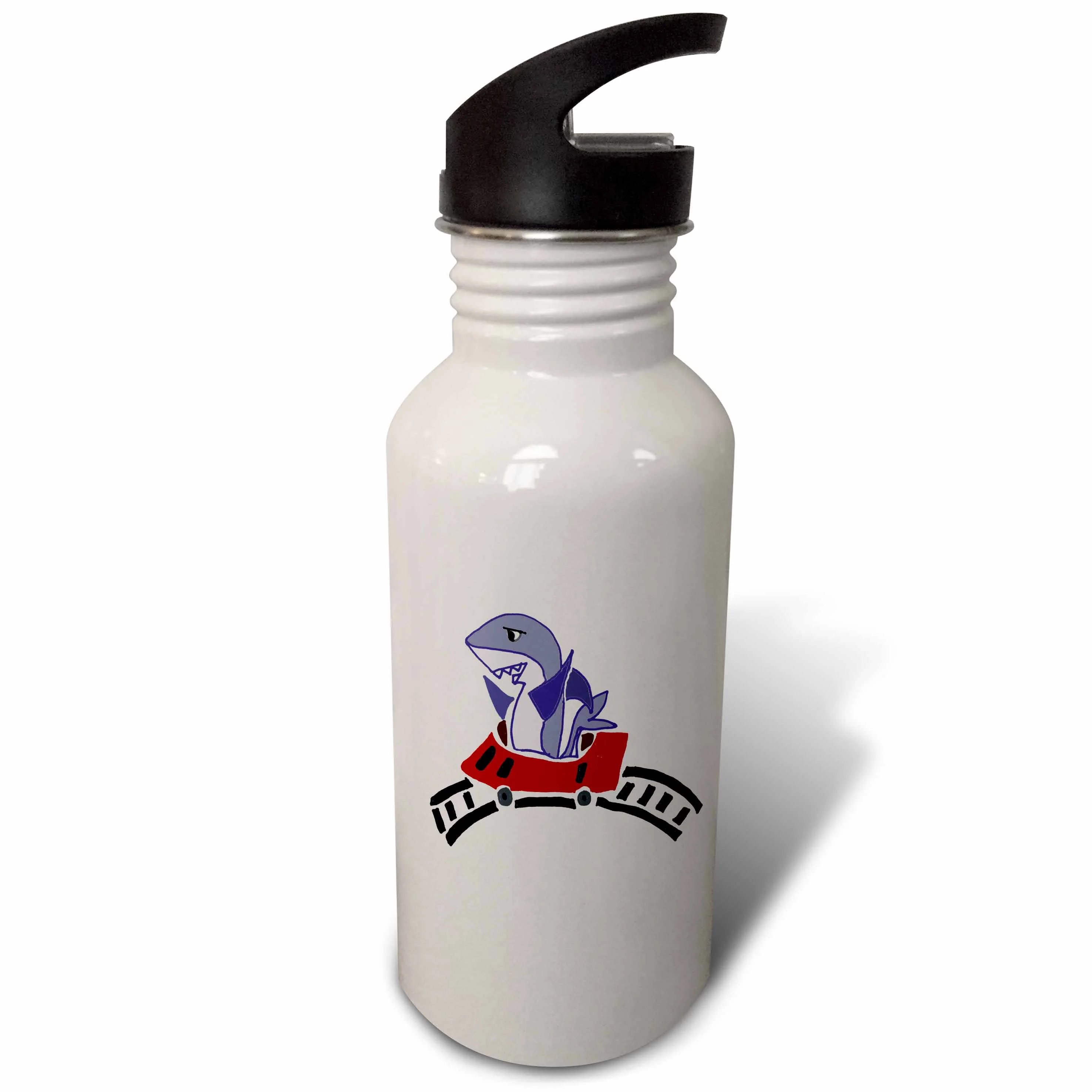 Funny Shark Riding Roller Coaster 21 oz Sports Water Bottle wb-216354-1