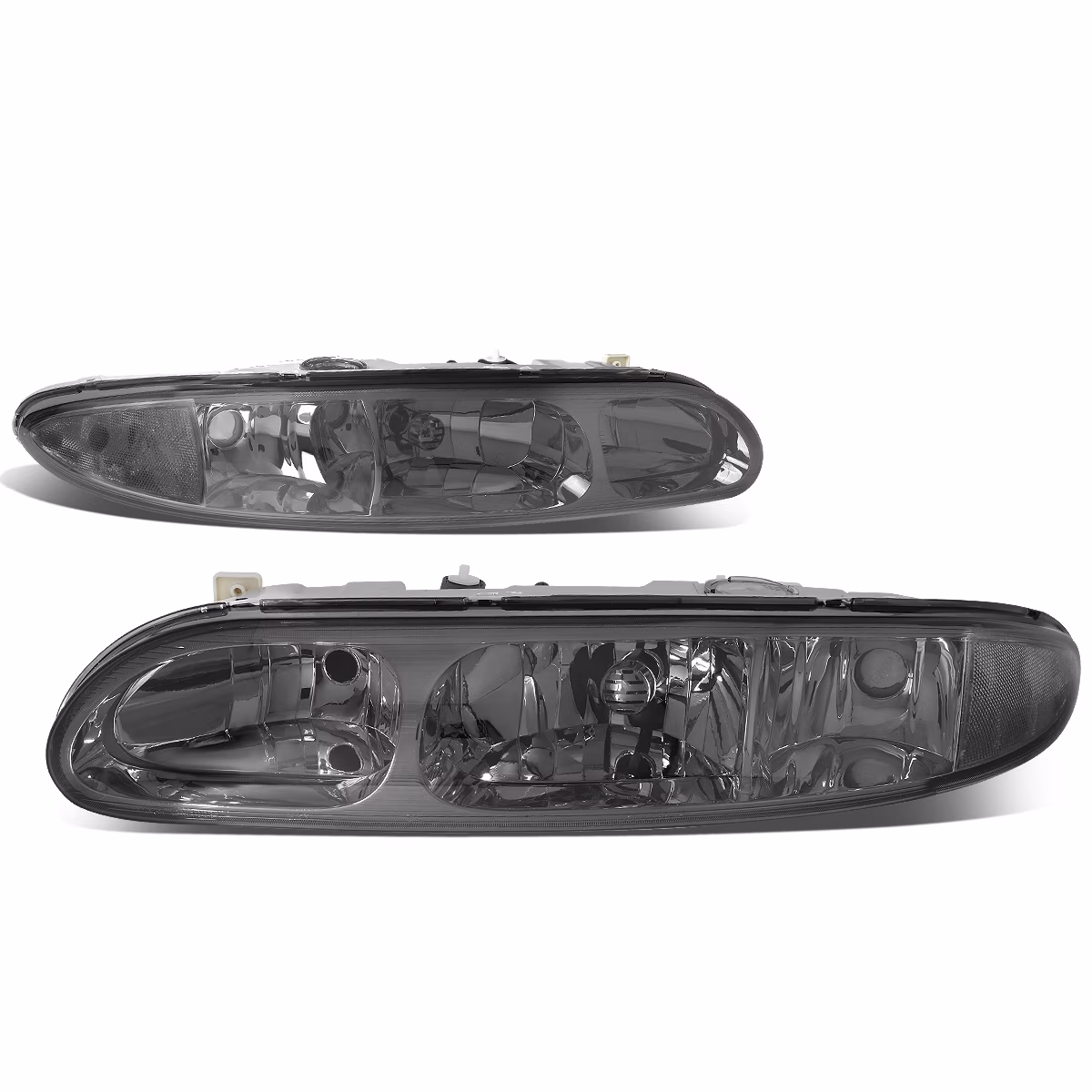 DNA Motoring HL-OH-080-SM-CL1 For 1999 to 2004 Oldsmobils Alero Headlight Smoked Housing Clear Corner Headlamp 00 01 02 03 Left + Right