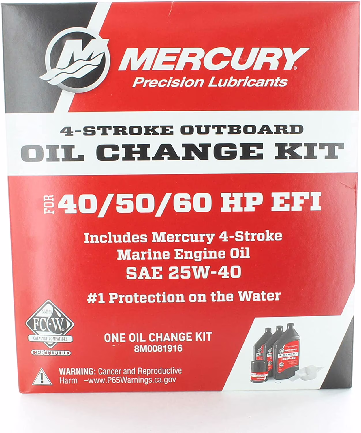 Mercury OEM Oil Change & Filter Kit 40-50-60hp Four Stroke Outboard 8M0081916