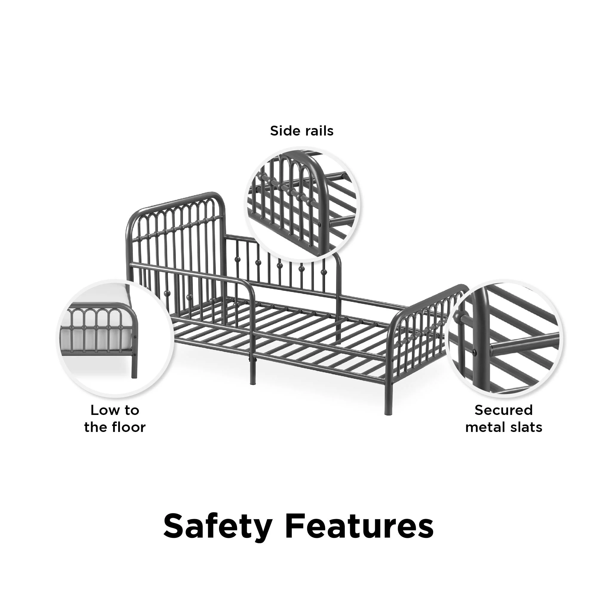 Little Seeds Monarch Hill Ivy Metal Toddler Bed, Graphite Gray