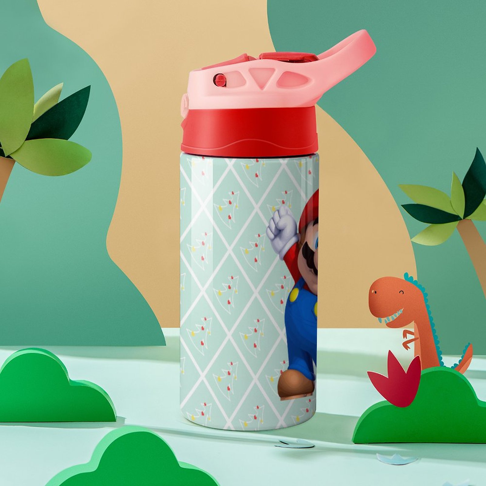 Super Mario Cute Kid's Insulated Water Bottle With Straw Vacuum Stainless Steel Cup Leak-Proof Children Toddler Thermoses