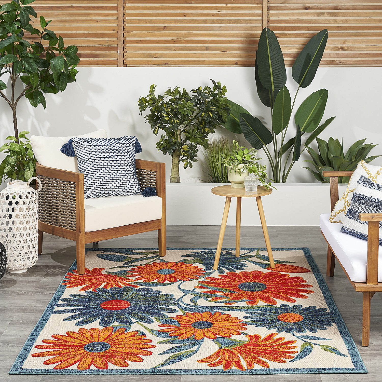 Nourison Aloha Indoor Outdoor Ivory Multicolor 5'3