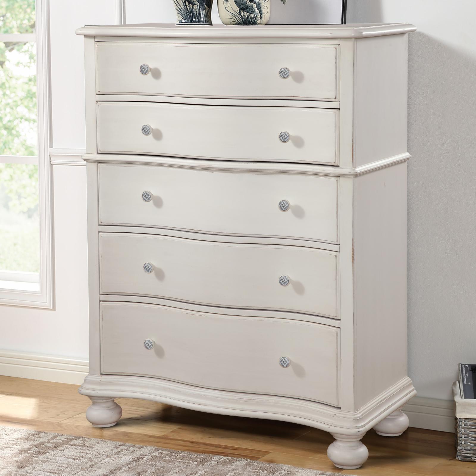 American Woodcrafters Rodanthe Dove White 5-drawer Wood Chest