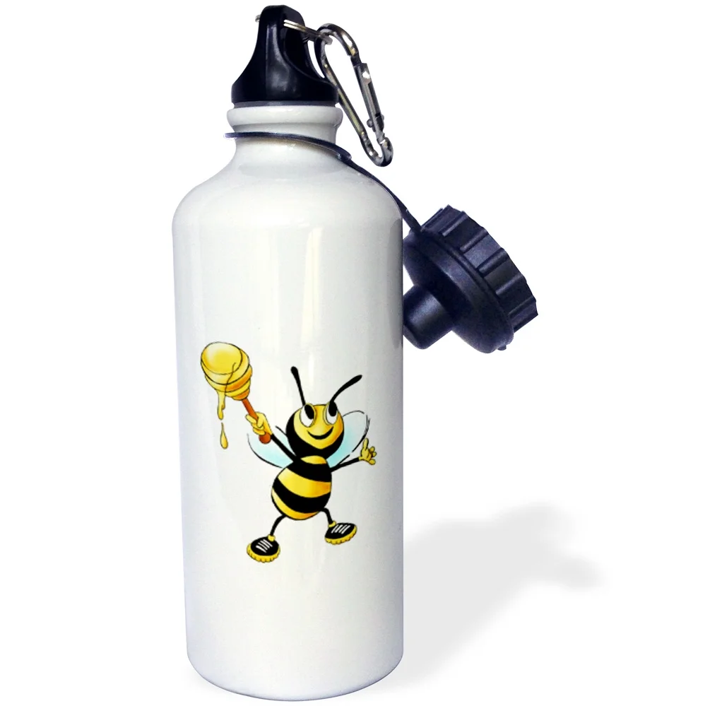 3dRose Bumble Bee with Honey - Water Bottle, 21-ounce