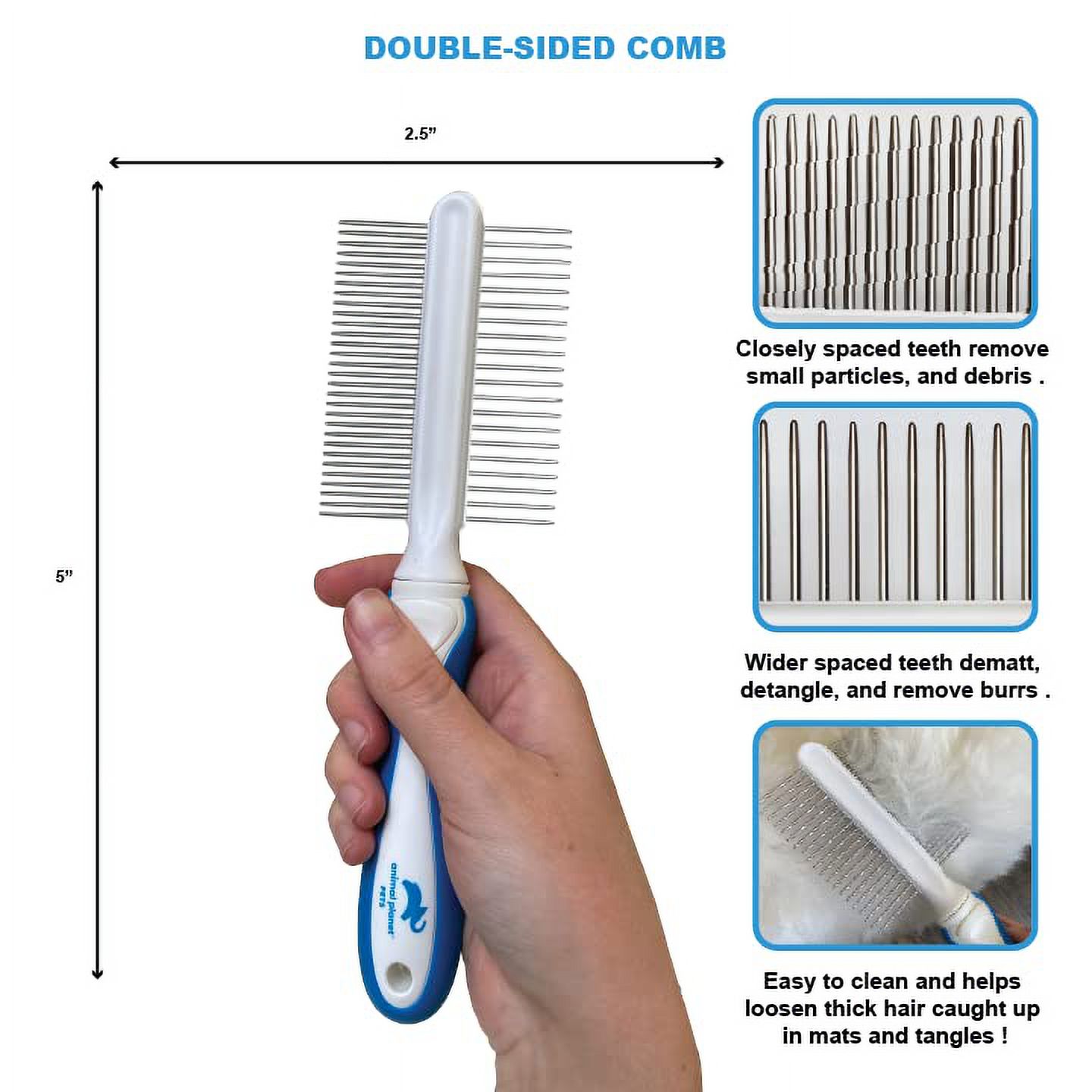 AnimalPlanet 3 Pack Grooming Kit- Double Sided Comb/ Grooming Mitt/ Combo Brush