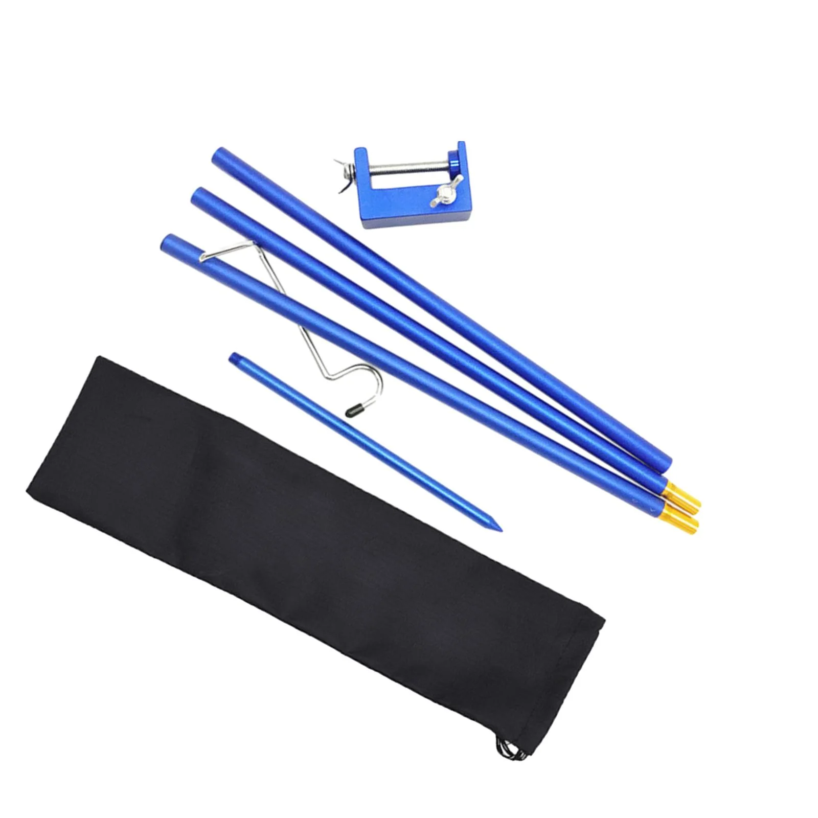 kesoto Camping Lamp Pole Camp Light Stand Aluminum Alloy Foldable Light Hanging Pole Lamp Stand Hook for Fishing BBQ Camping Outdoor Blue