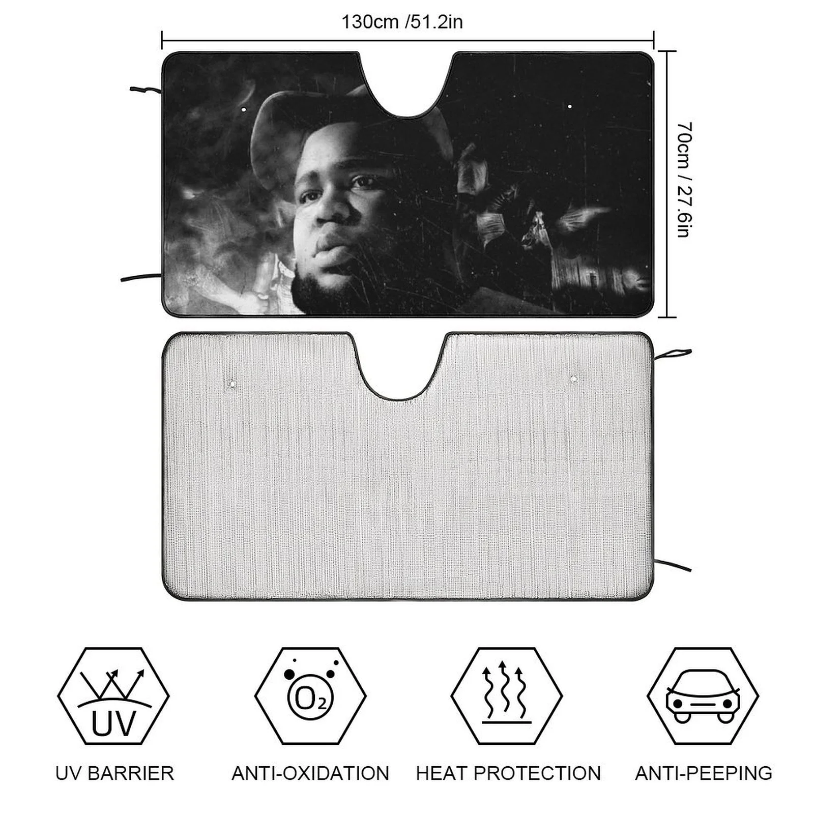 Rod Wave Car Windshield Sunshade Accessories Umbrella Foldable Reflective Sun Visor Front Window Cover Protector