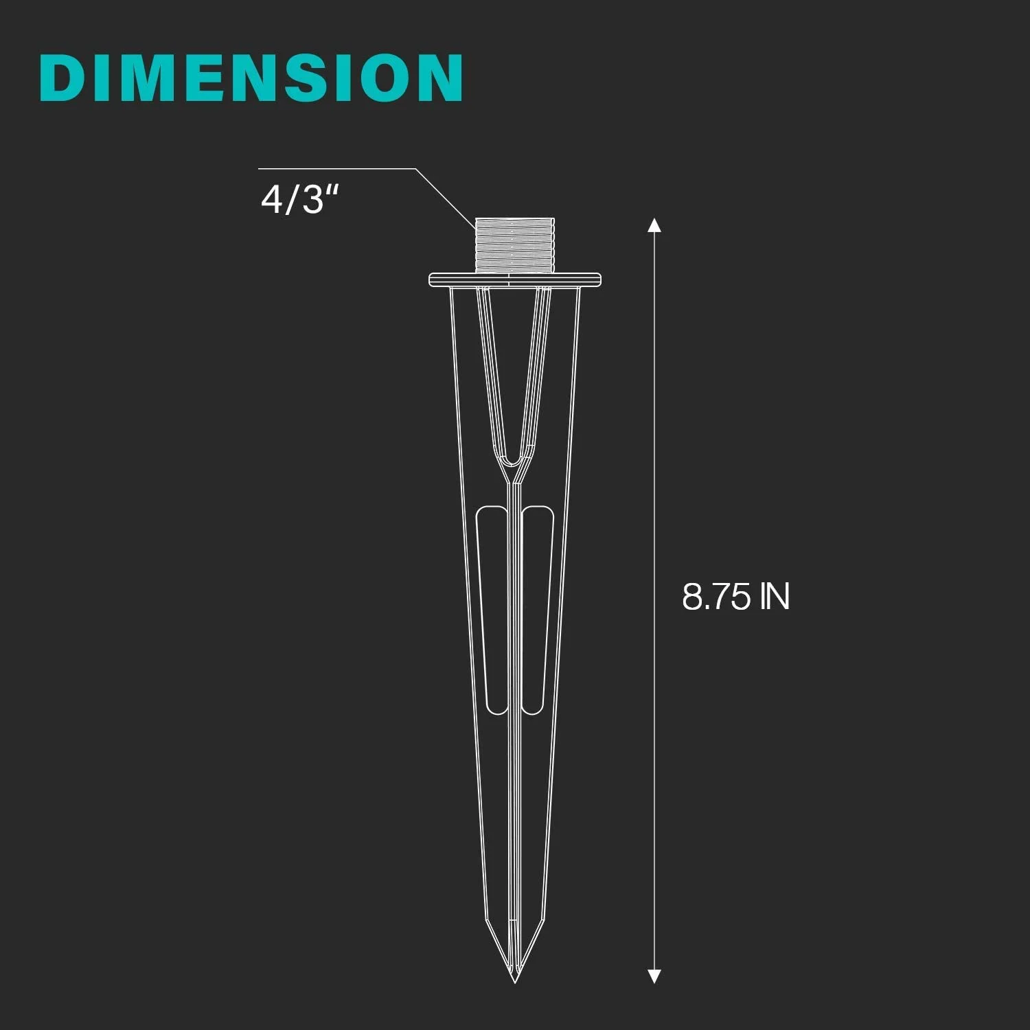 Malibu Landscape Lighting Stake 6 Pack Metal Outdoor Sturdy Solid Ground Spike Die-cast Aluminum for Flood Light Pathway Light In-ground Lights