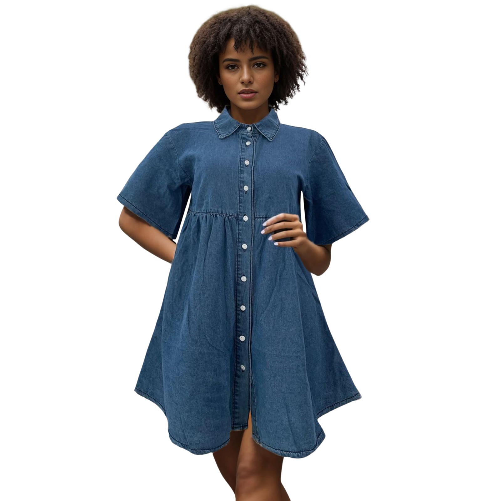 VBARHMQRT Female Body Con Dress Women Women's Short Sleeve Button Down Flowy Tiered Denim Dress Fancy Dresses for Women 2024 Elegant Casual Dresses for Women Winter Plus Size