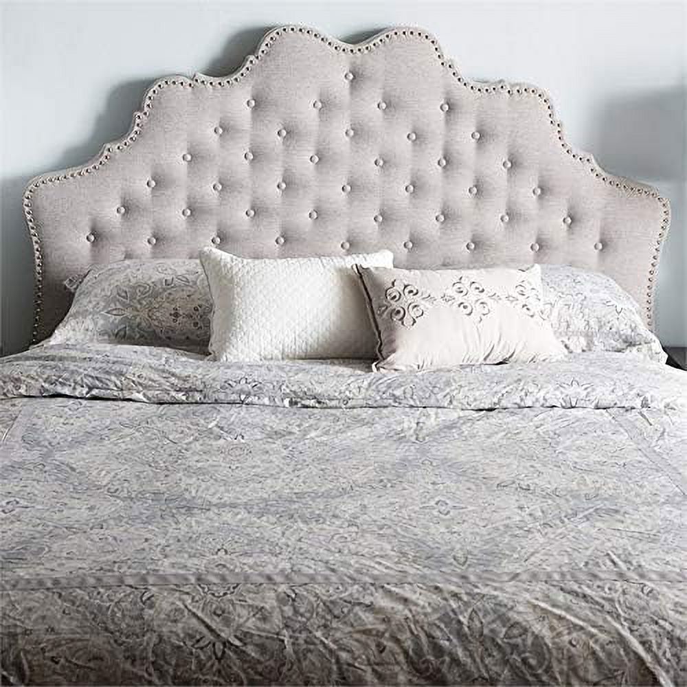 Hilda Tufted King Panel Headboard In Grayish Beige
