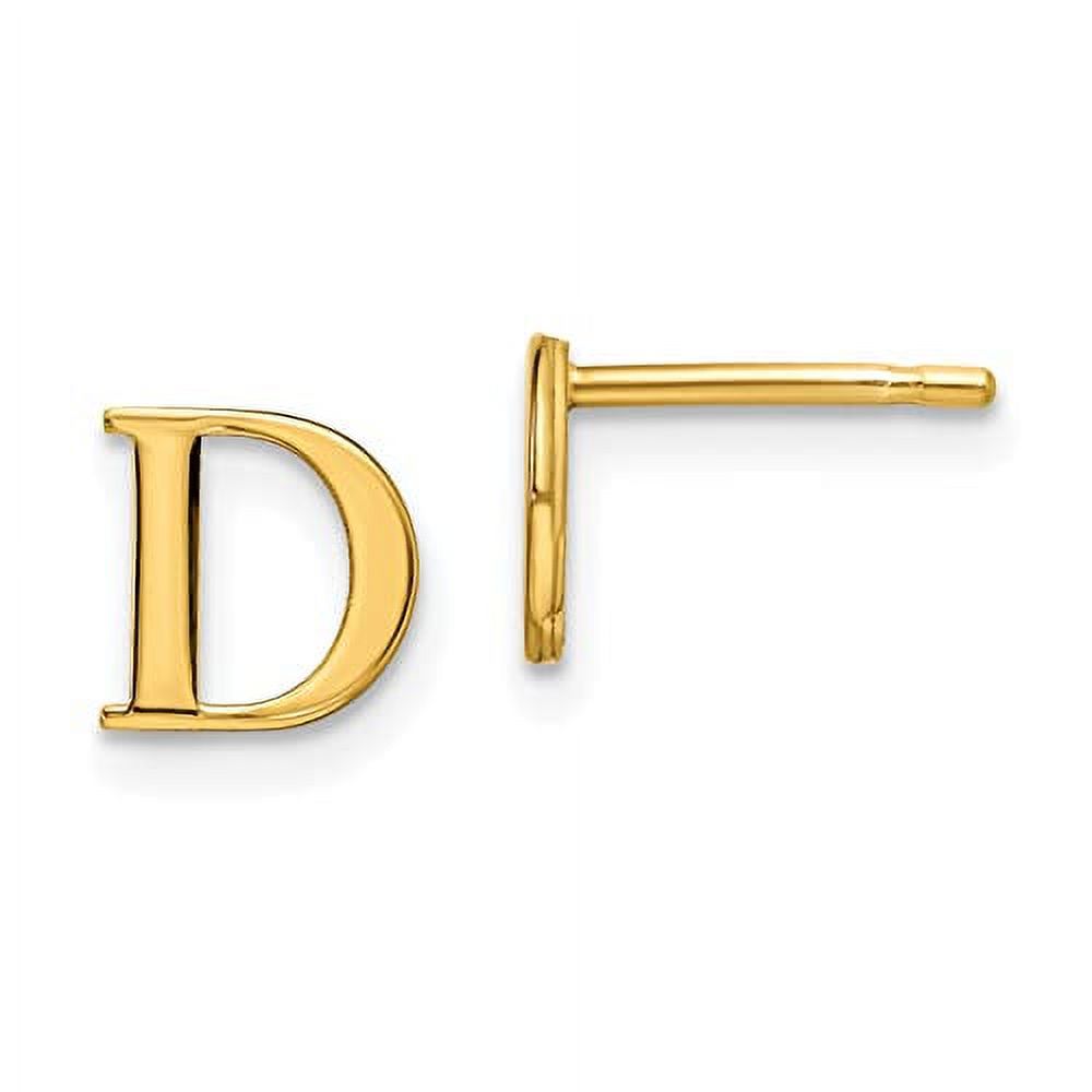 Saris and Things 10K Yellow Gold Laser Polished Initial Letter D Post Earrings