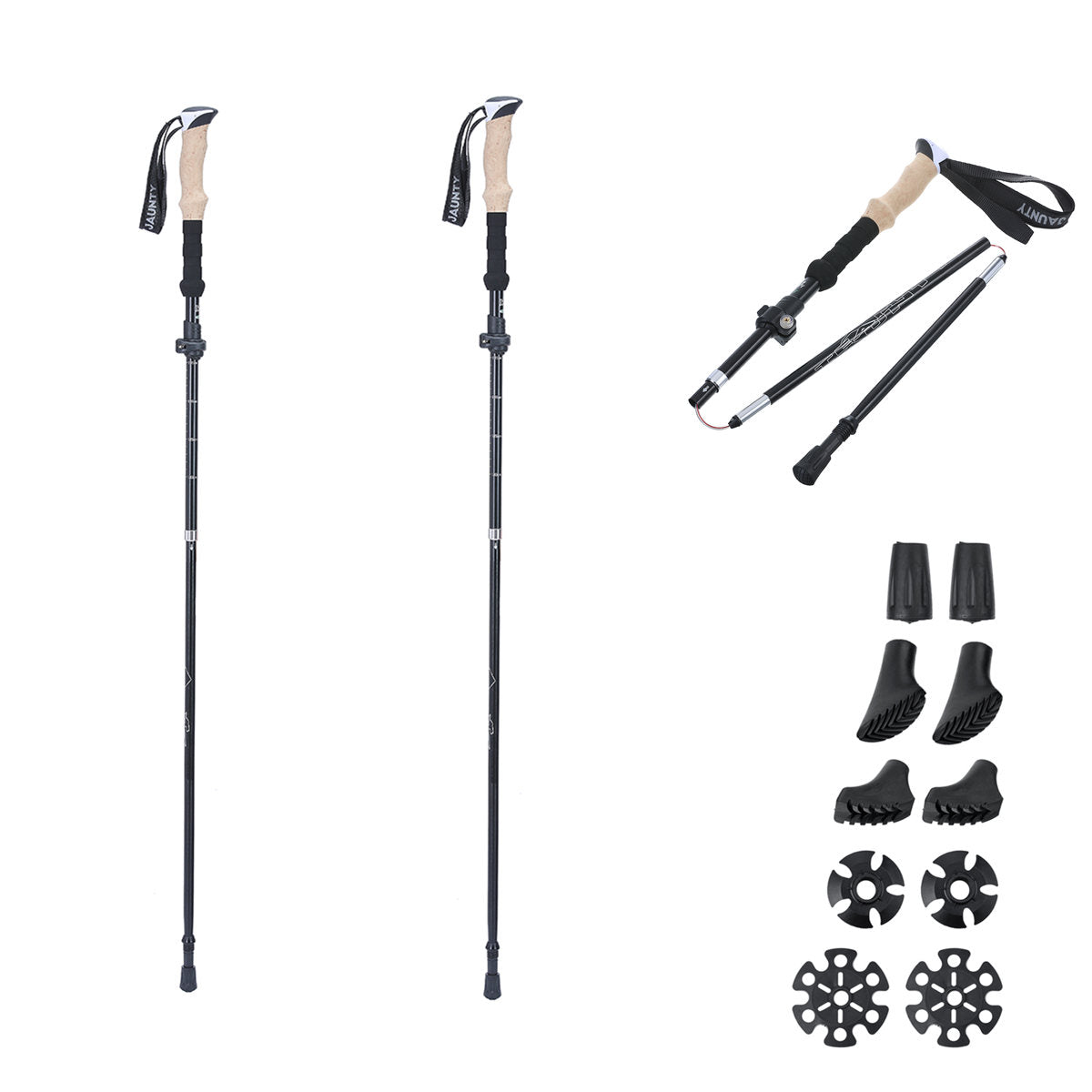 Set of 2 Outdoor Foldable Aluminum Trekking Poles - Adjustable, Anti-Shock, Ideal for Walking, Hiking, and Climbing