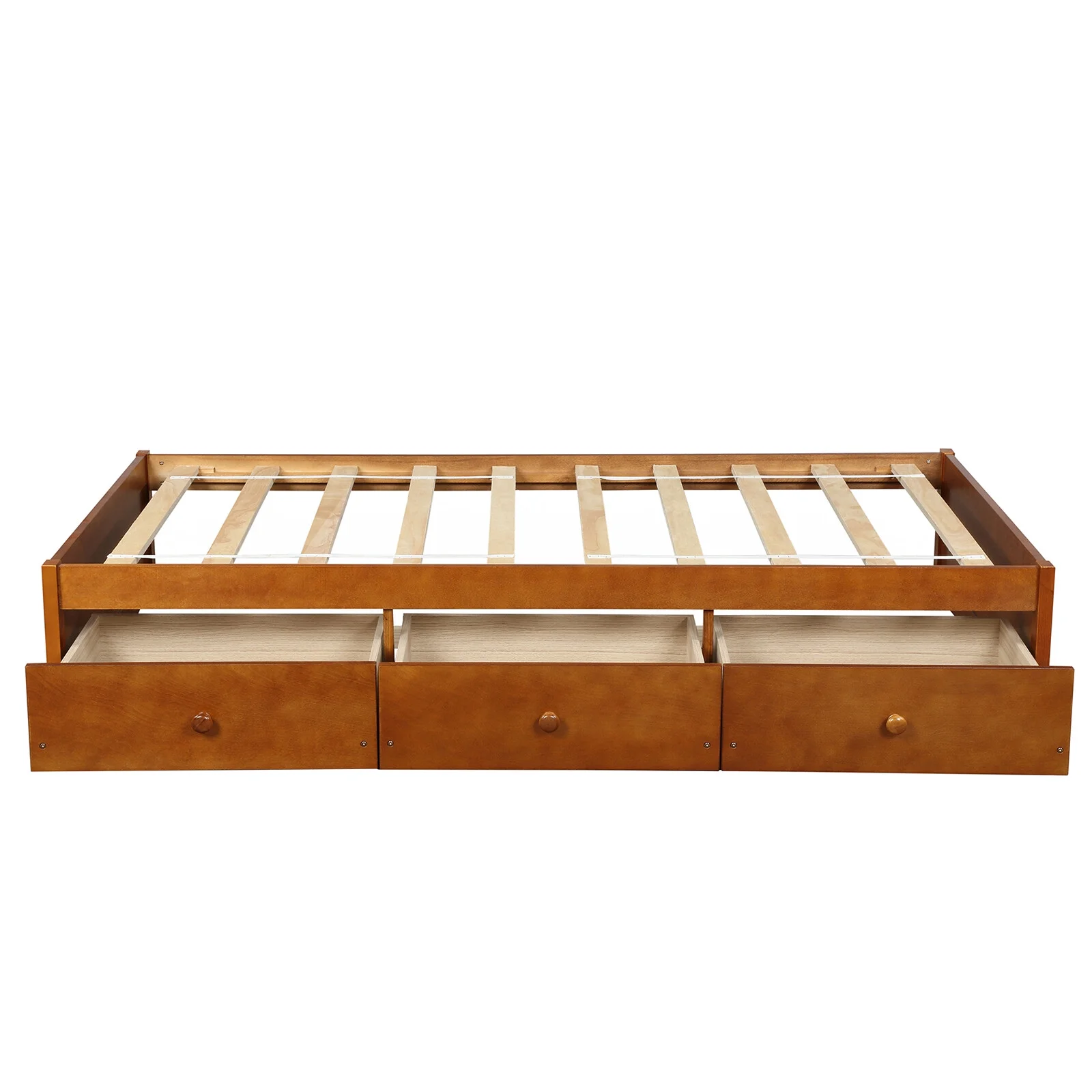 CoSoTower Twin Size Platform Bed Wooden Storage Bed Frame with 3 Drawers, Oak