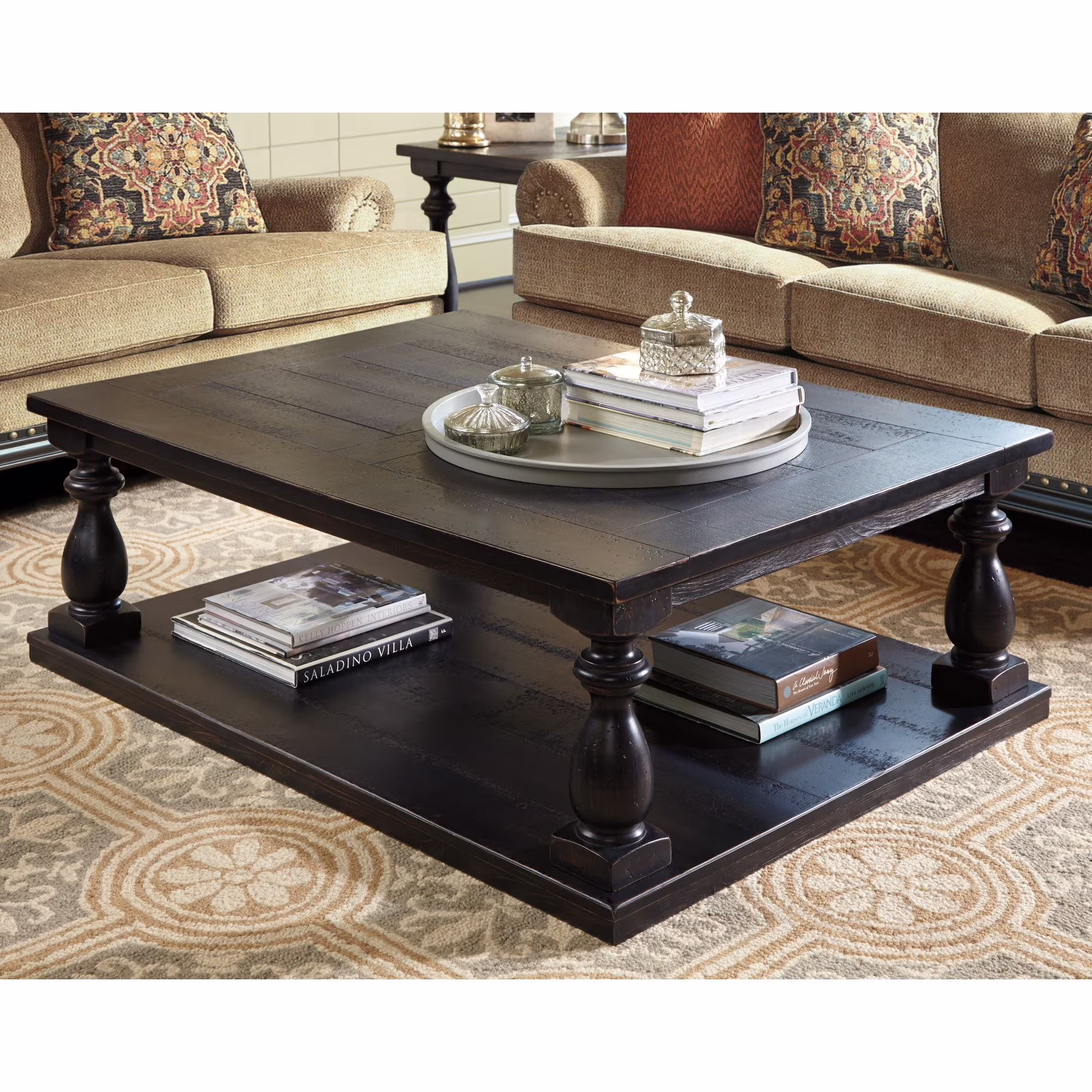Ashley Furniture Mallacar Rectangular Wood Coffee Table in Black