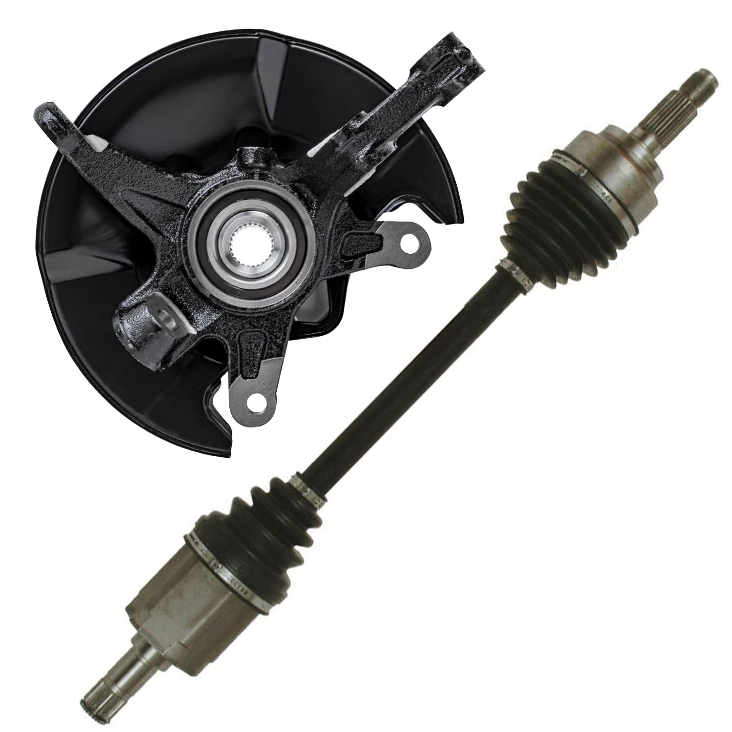 Detroit Axle - Front Left Steering Knuckle CV Axle for 06-11 Honda Civic [Automatic Transmission] 2007 2008 2009 2010 Steering Knuckle Wheel Bearing Hub Assembly CV Axle Driver Side Replacement