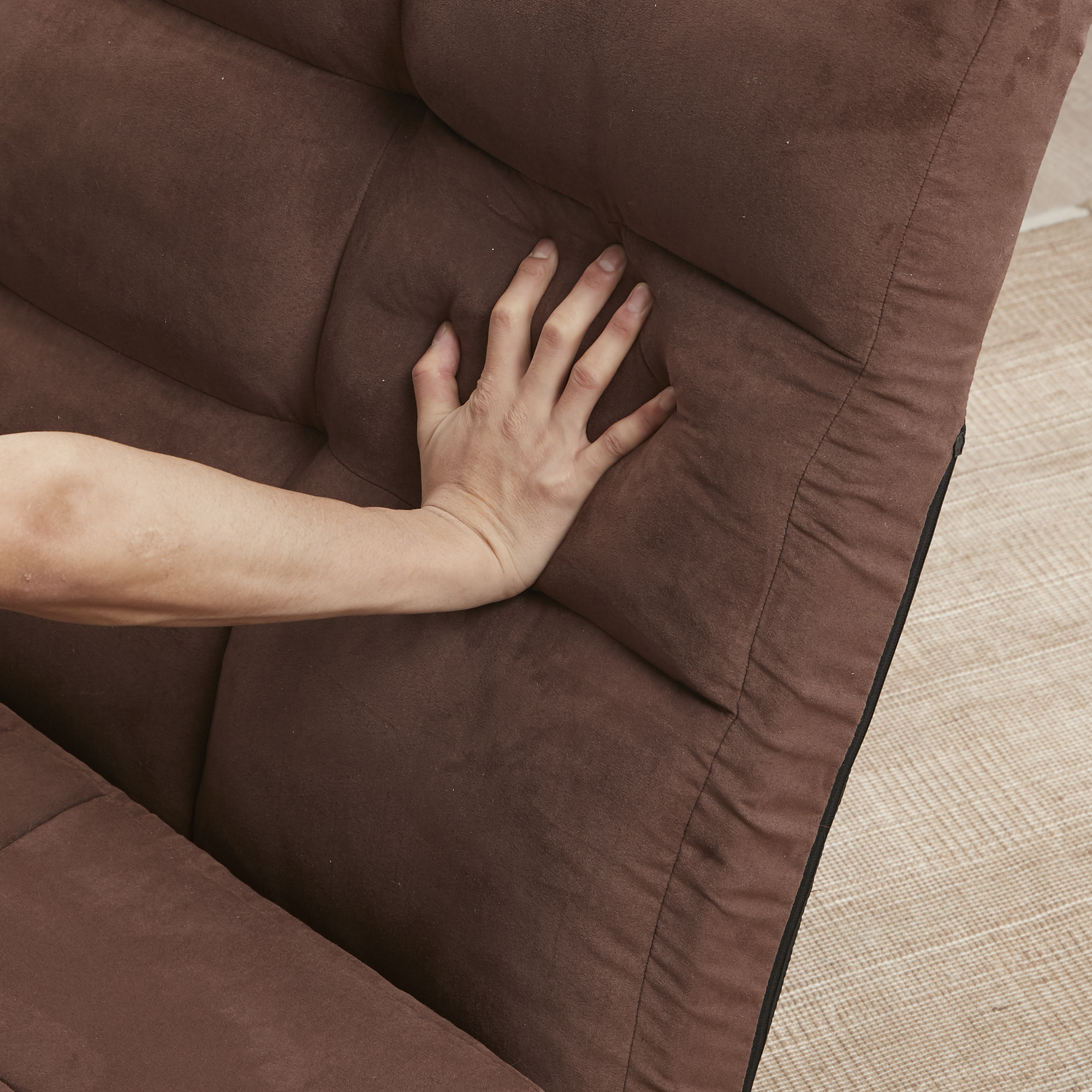 Modern Adjustable Triple Fold Down Sofa Bed, 5 Reclining Positions, Convertible Upholstered Guest Sleeper