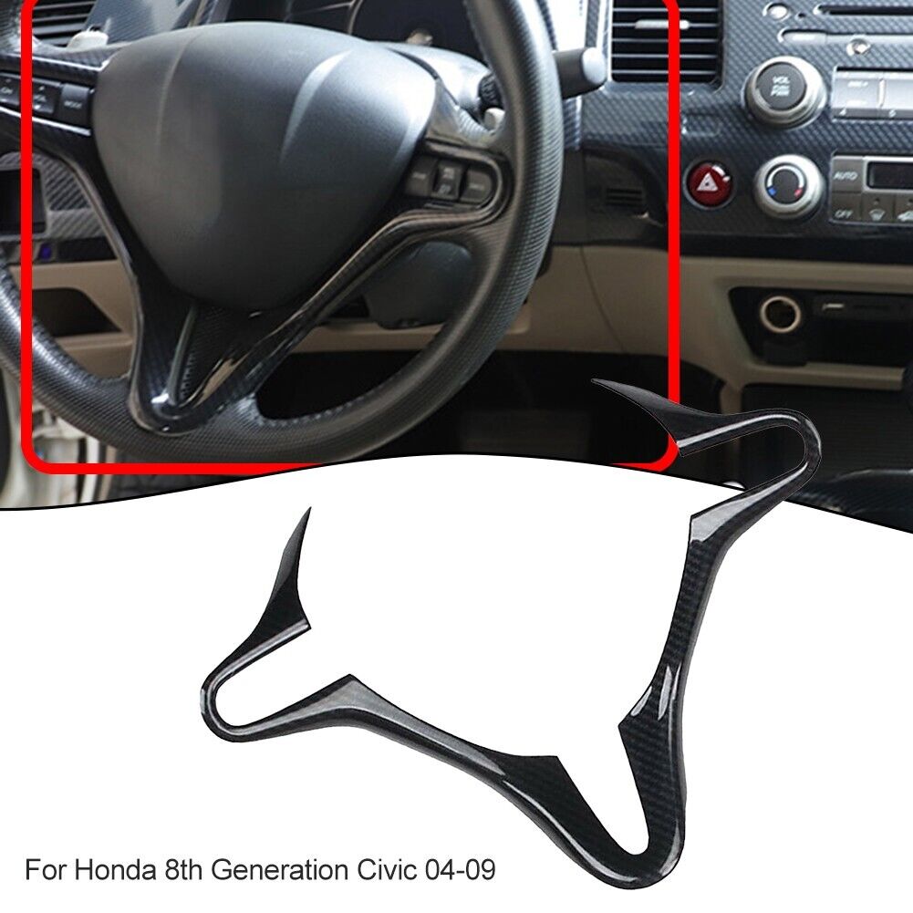 Cumbed For HONDA Civic 8th 2006-2011 ABS-Carbon Fiber Inner Steering Wheel Cover Trim