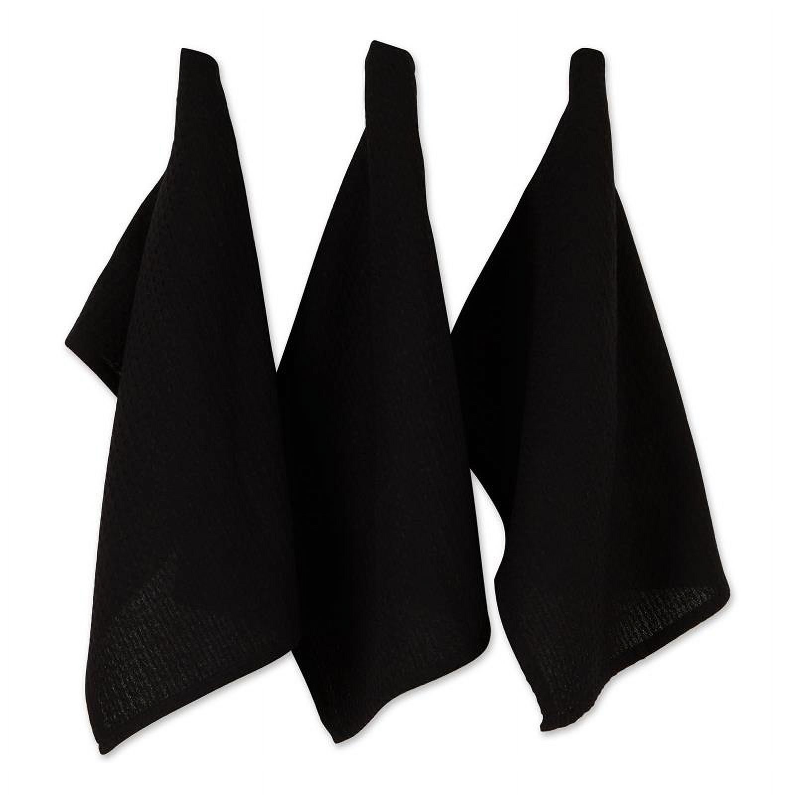 Black Recycled Cotton Waffle Dishtowel (Set of 6)