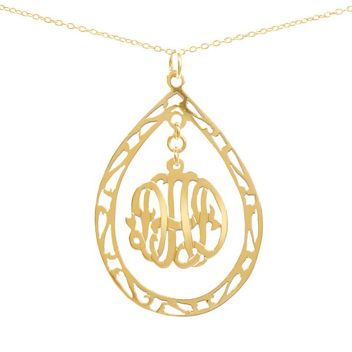 Personalized Teardrop Pendant Monogram Necklace in Sterling Silver or 14kt Gold Plated Sterling Silver