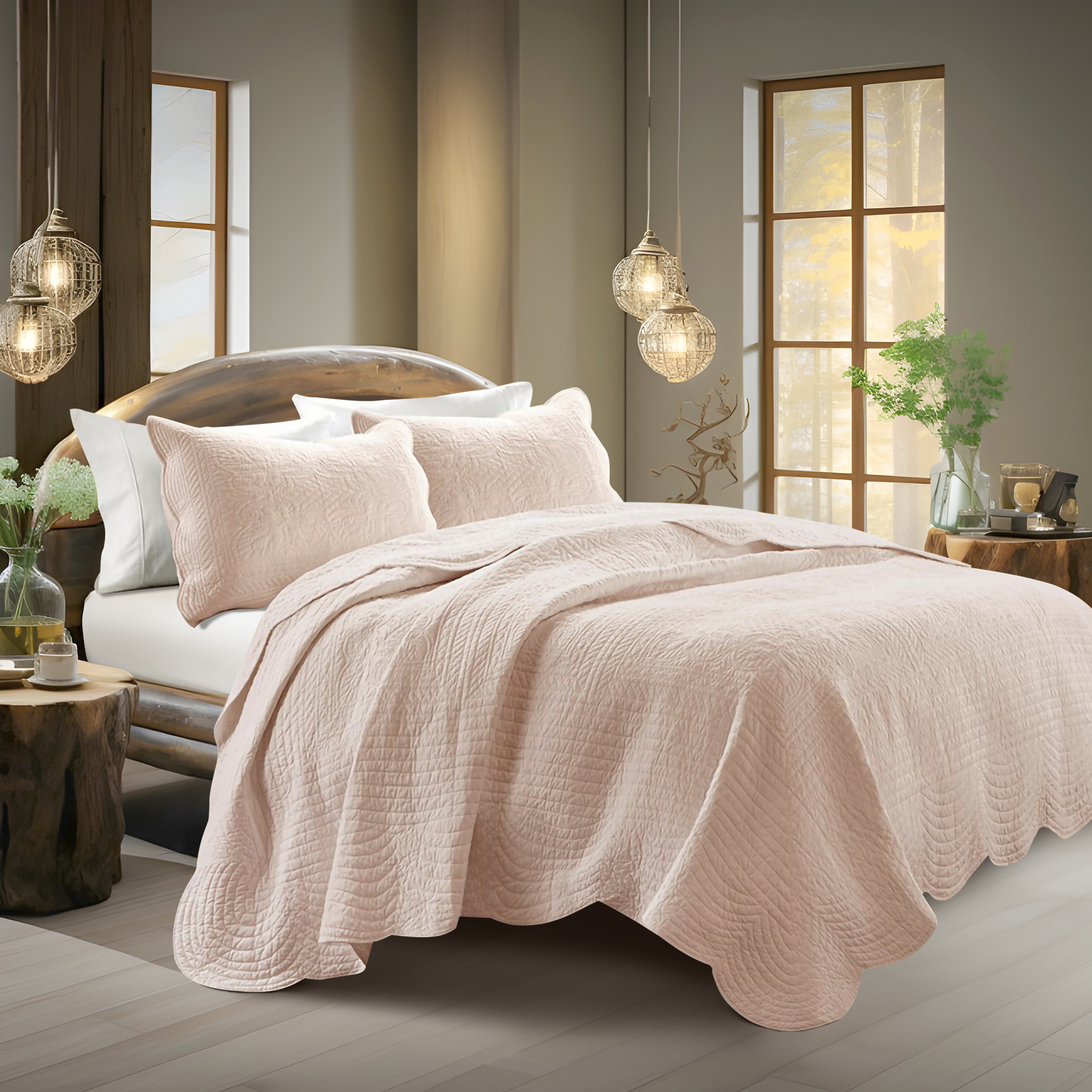 Gracie Mills Salvatore 6-Piece Reversible Cottage-Inspired Scalloped Edges Daybed Set - GRACE-9624