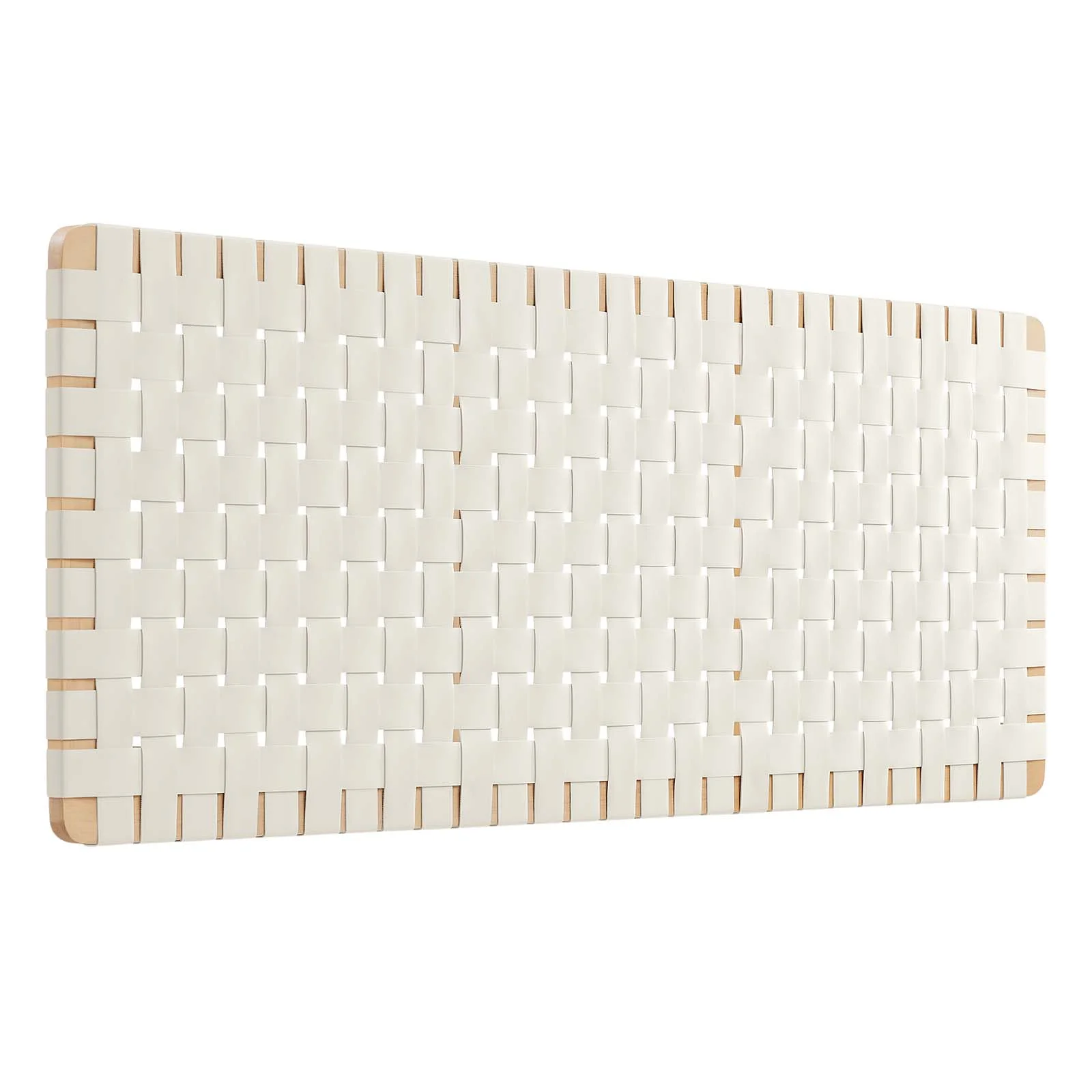 Modway Sparta Weave Wall-Mount Queen Vegan Leather Headboard in Natural Beige