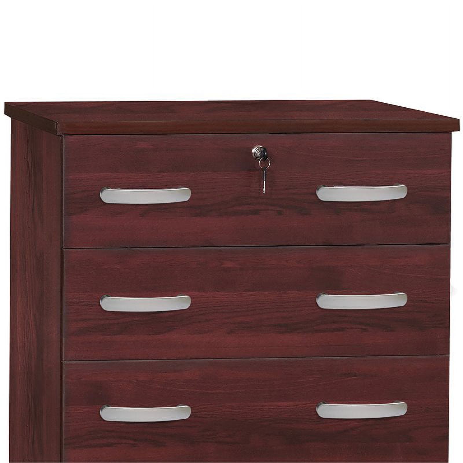 Home Square 2-Piece Set with Pine Twin Bed and 5 Drawer Chest Dresser with Lock