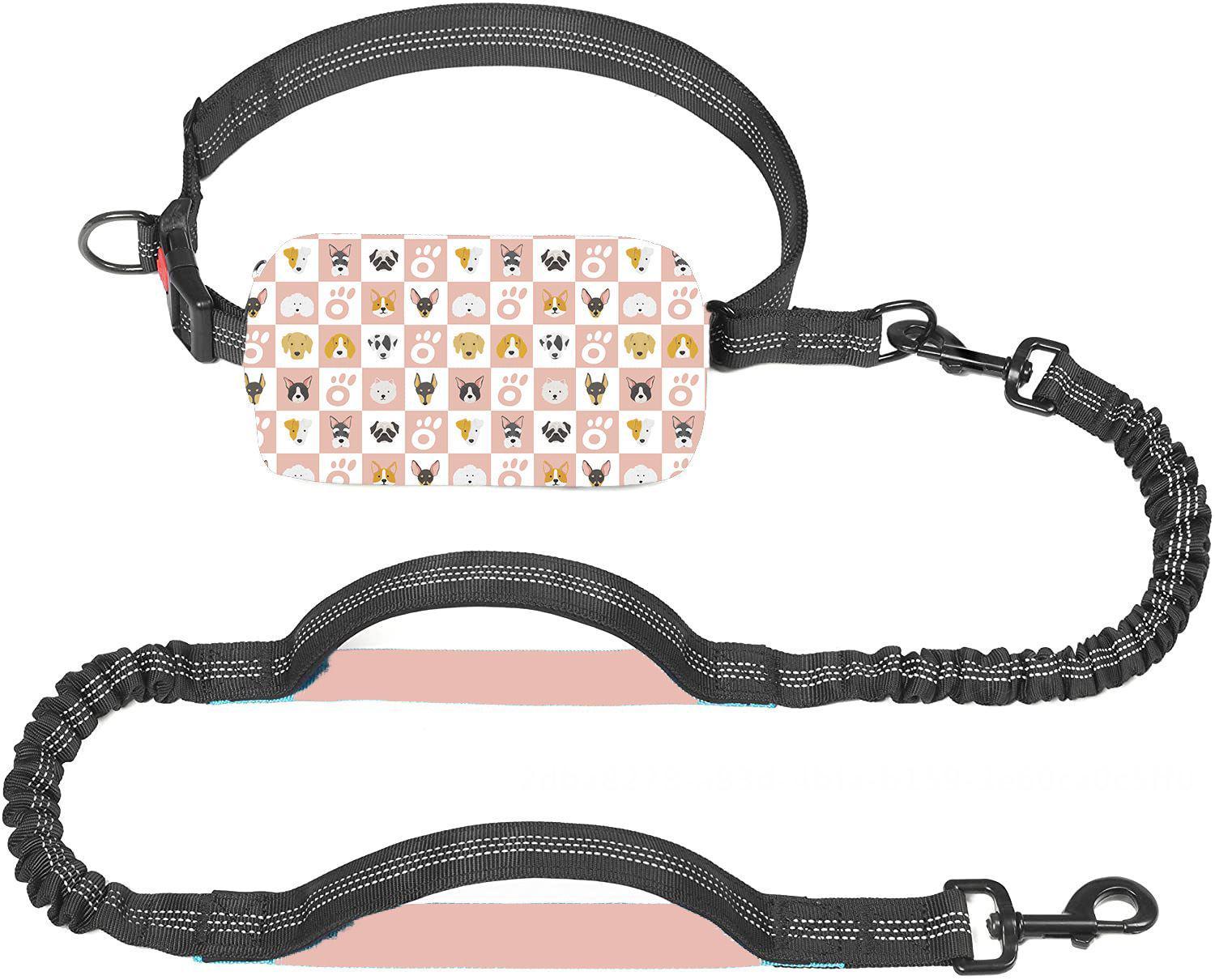 Hands-Free Dog Leash With Zip Pocket, Double Padded Handle And Durable Bungee For Dog Walking, Jogging And Running For Cats And Dogs