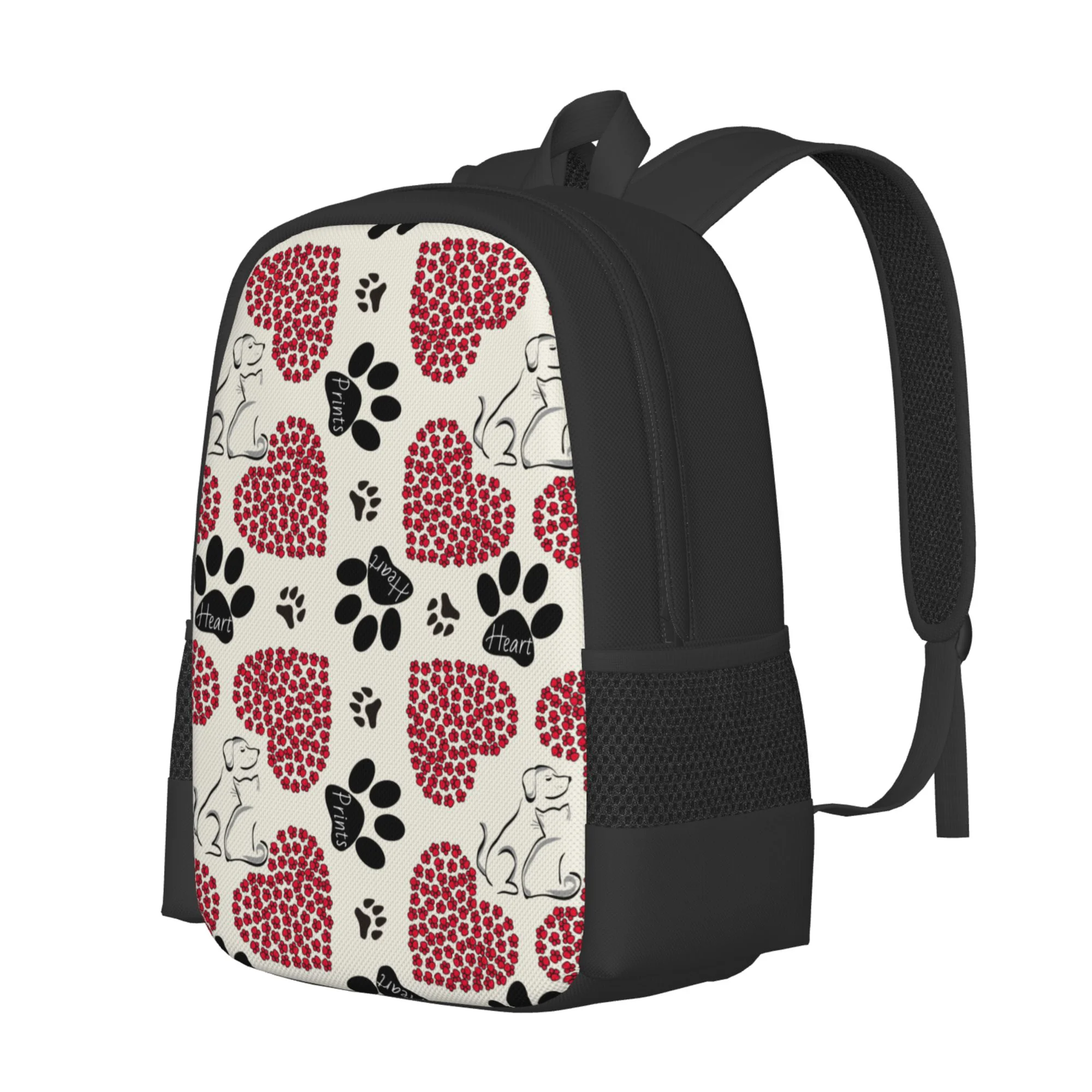 DouZhe Lightweight Backpack, Heart Pet Dog Cat Paw Prints Travel Outdoor Hiking Bag School Bookbag Casual Daypack Backpacks for Women Men