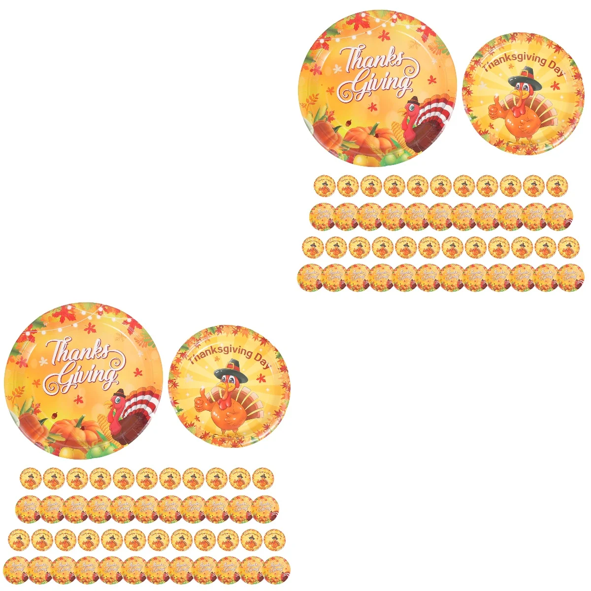 HOMEMAXS 96 Pcs  Disposable Party Plates Thanks Giving Paper Plates Turkey Pattern Party Tableware