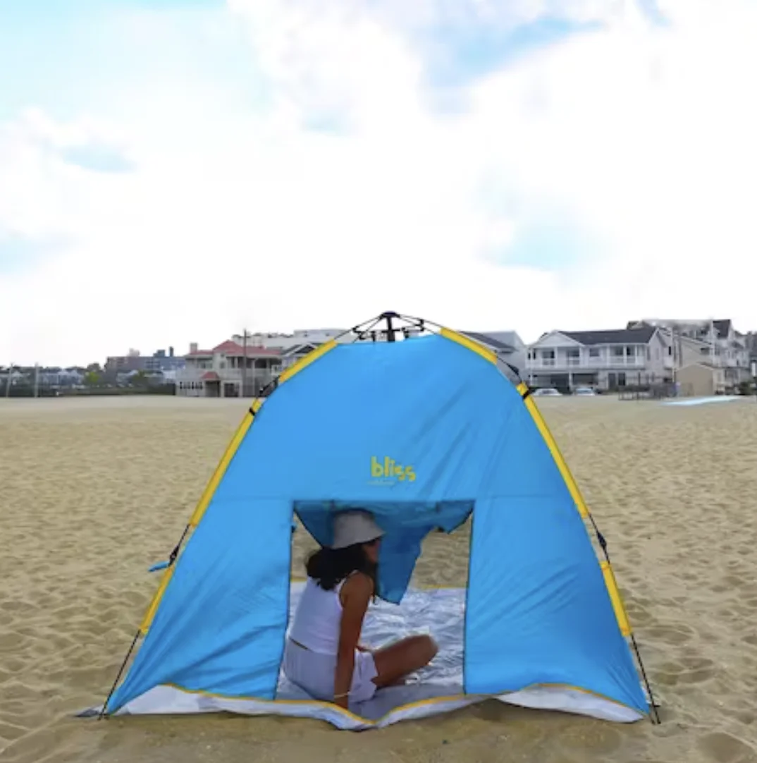Bliss Hammocks BHT-A39-BY | Pop-Up Beach Tent W/ Carry Bag | Sun Protectant & Wind Resistant | Durable | Breathable Mesh Walls | Collapsible Design (Blue & Yellow)