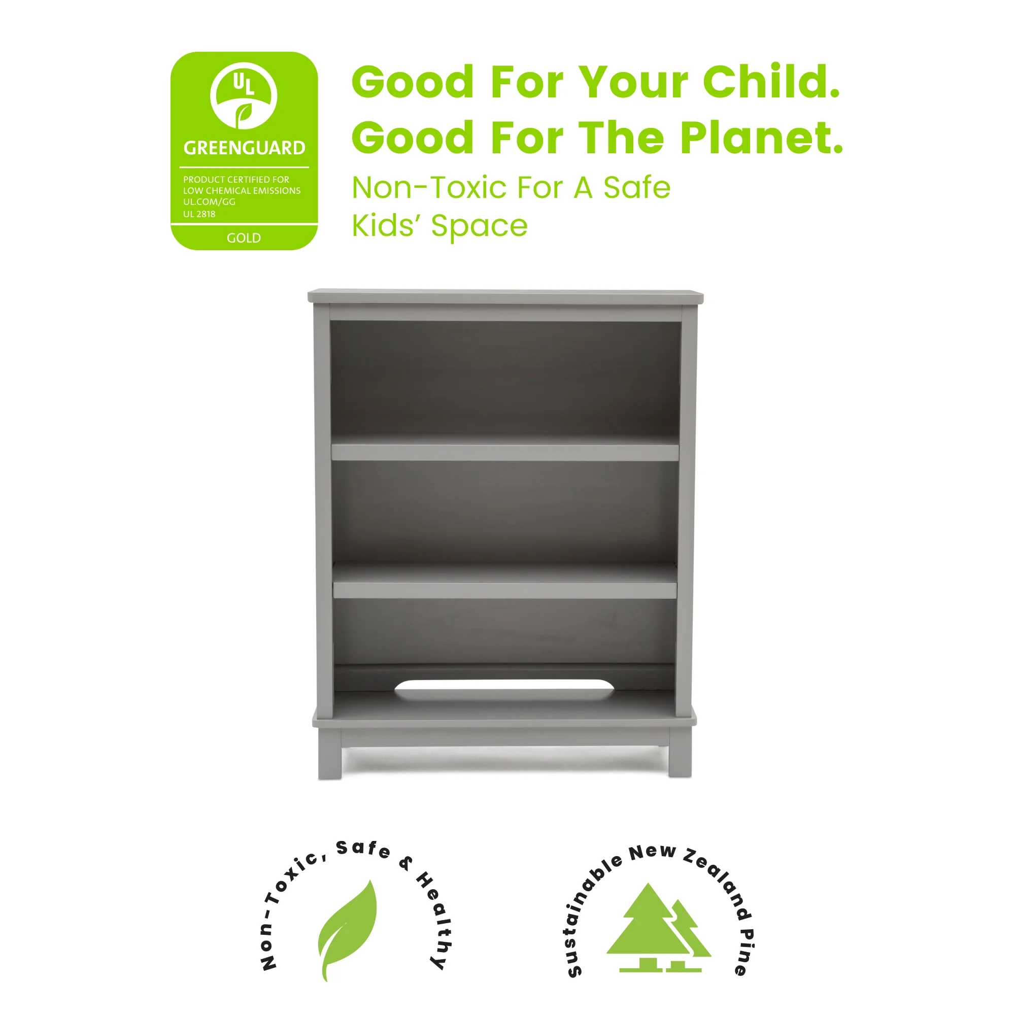 Delta Children Epic 3-Tier Kids Bookshelf, Greenguard Gold Certified, Grey