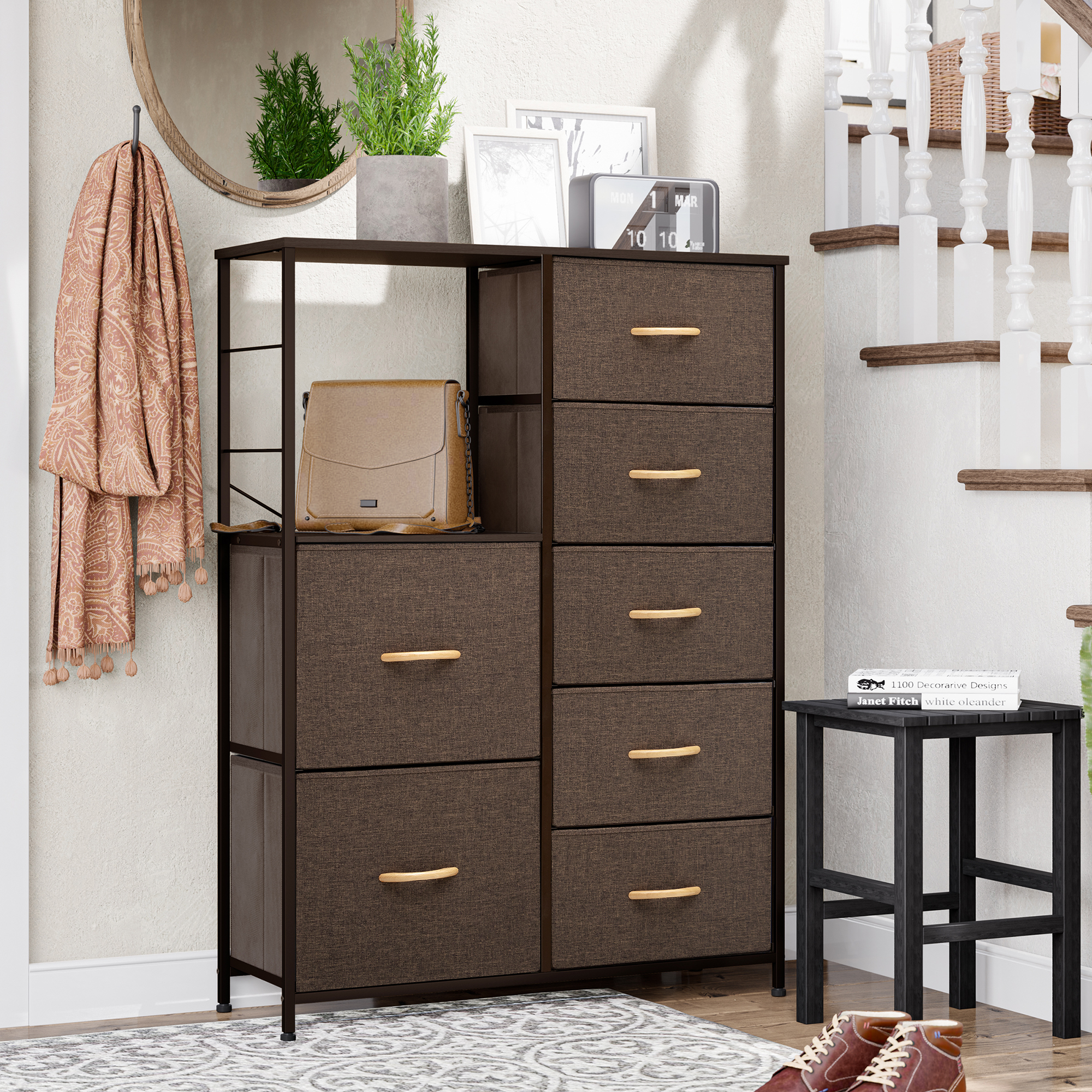 Crestlive Products 7 Drawers Dresser Vertical Chest Storage Tower, Brown