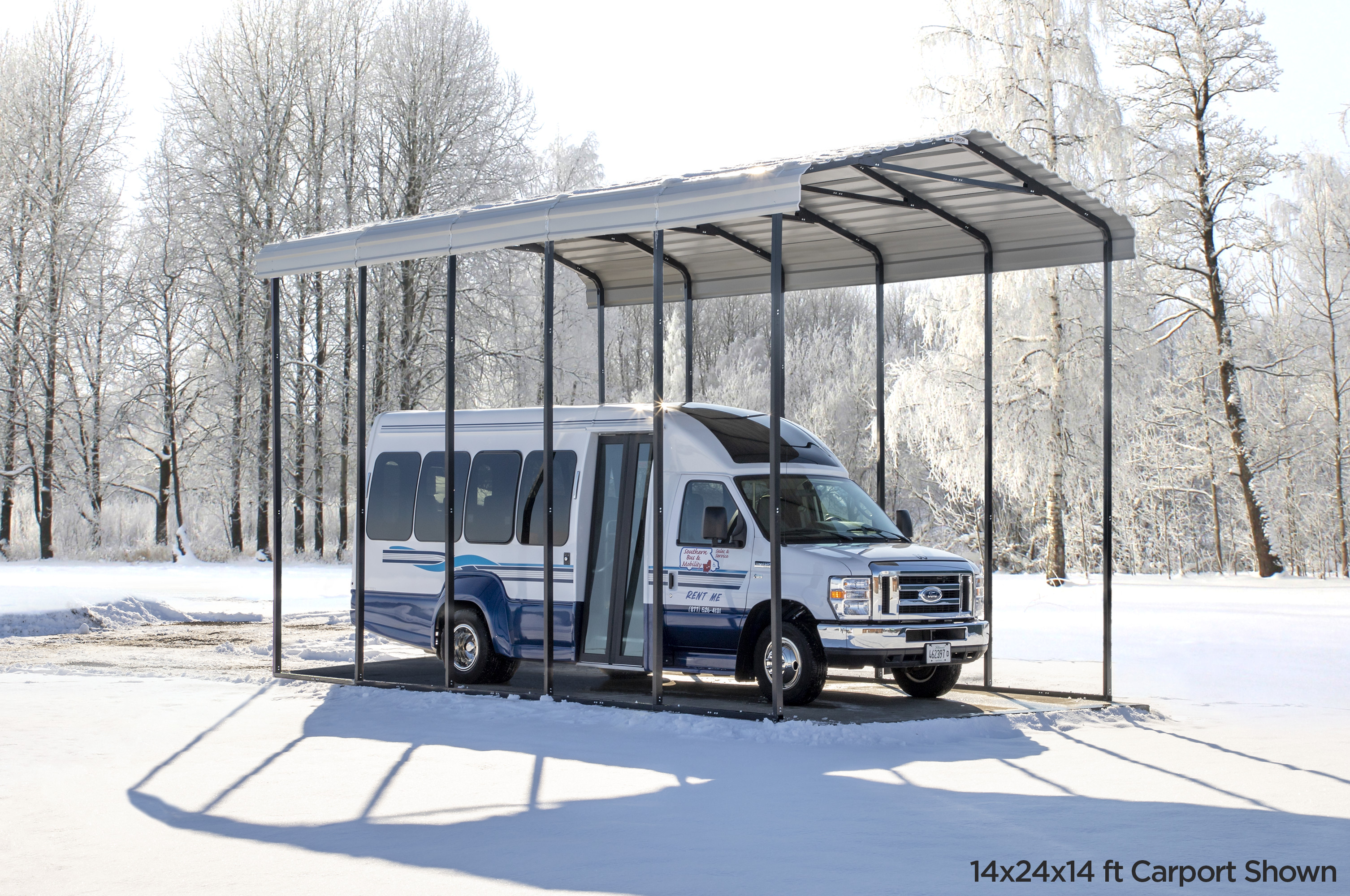 Arrow CPHC143814 14 x 38 x 14 ft. RV Protected Carport, Charcoal