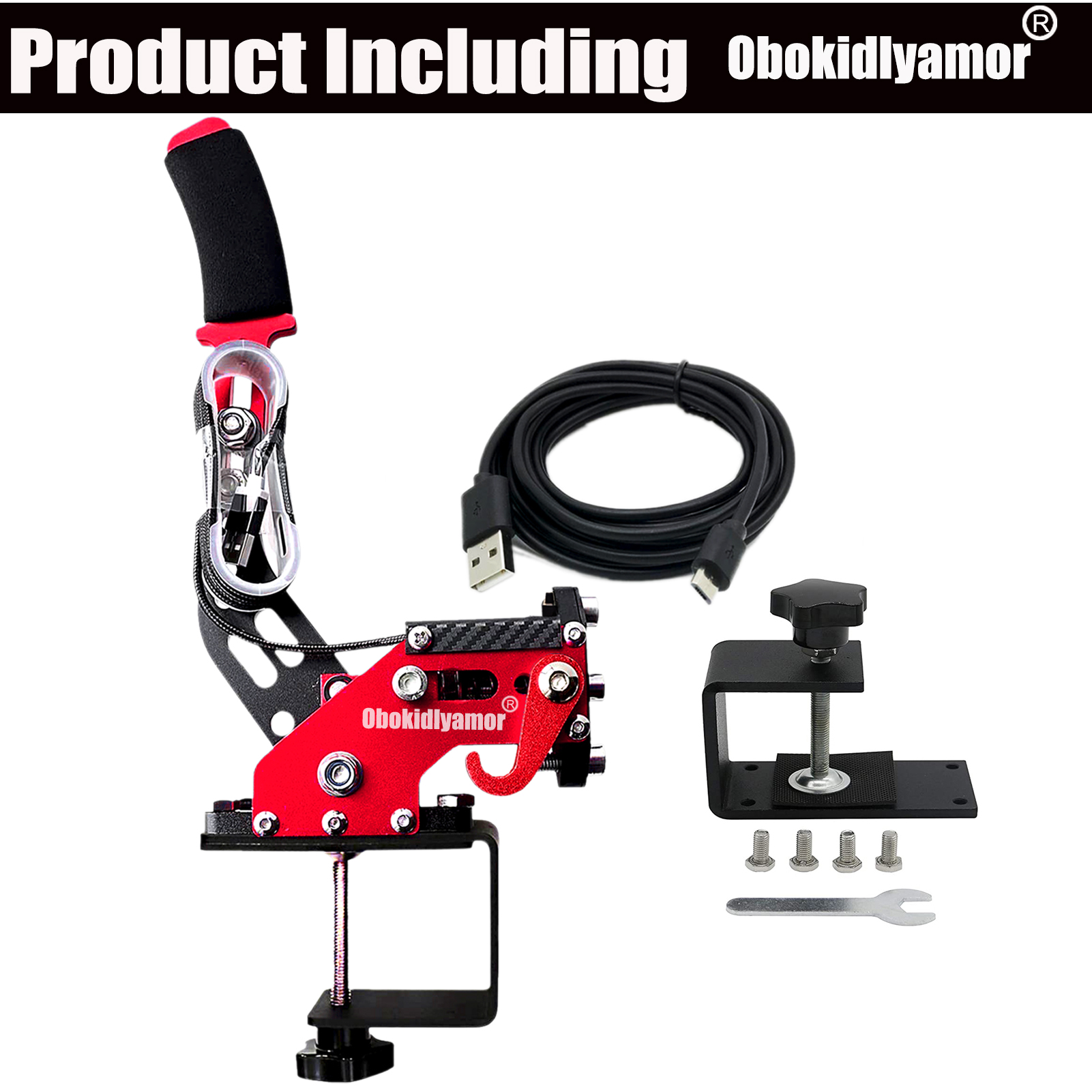 PC USB Handbrake 64Bit Racing Games Handbrake For 3 IN 1 Compatible with PS4/PS5 Console Controller and PC system; Work on For Logitech G29 Racing Steering wheel,Red