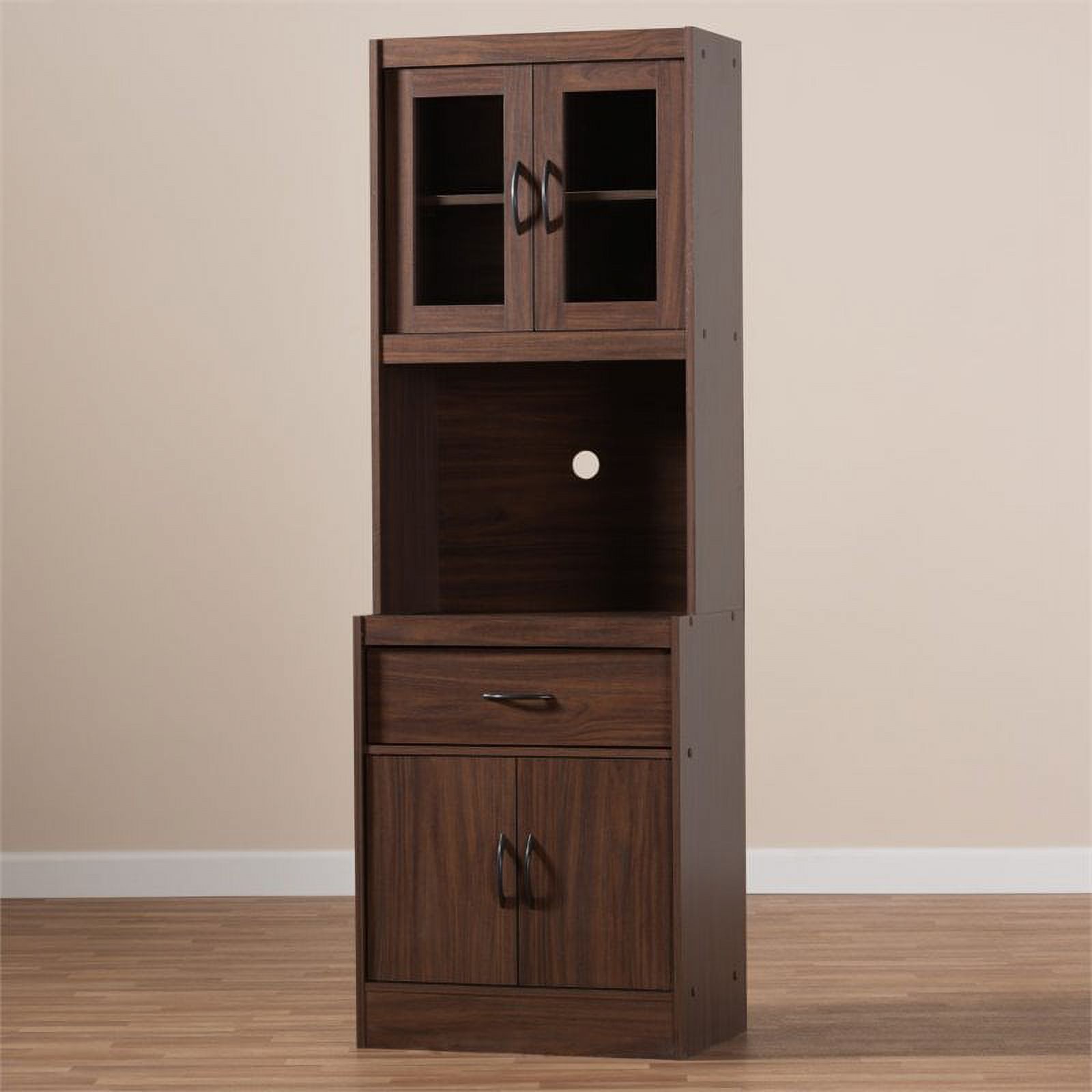 Bowery Hill Kitchen Cabinet and Hutch in Dark Walnut