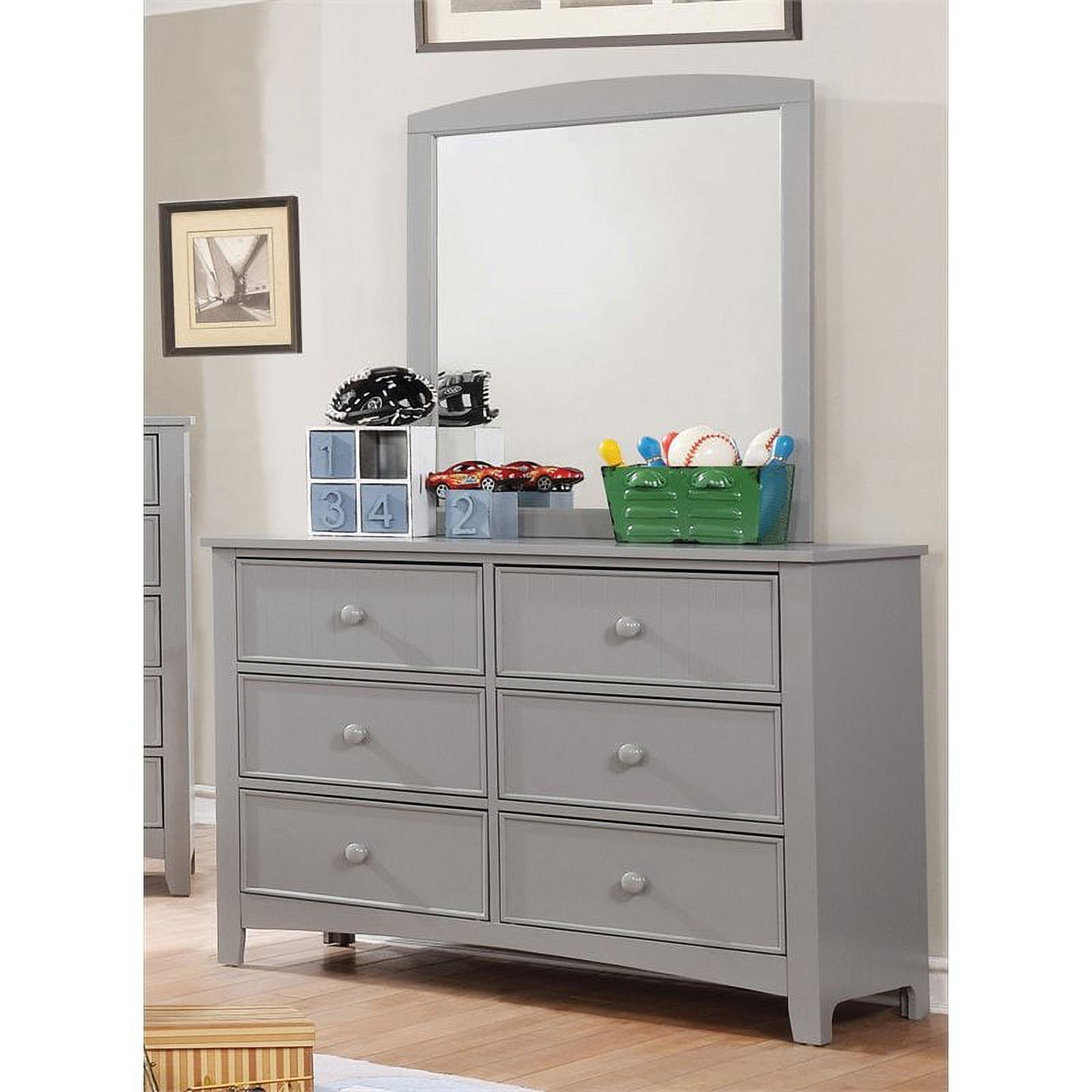 Furniture of America Dimanche Solid Wood Dresser and Mirror in Gray