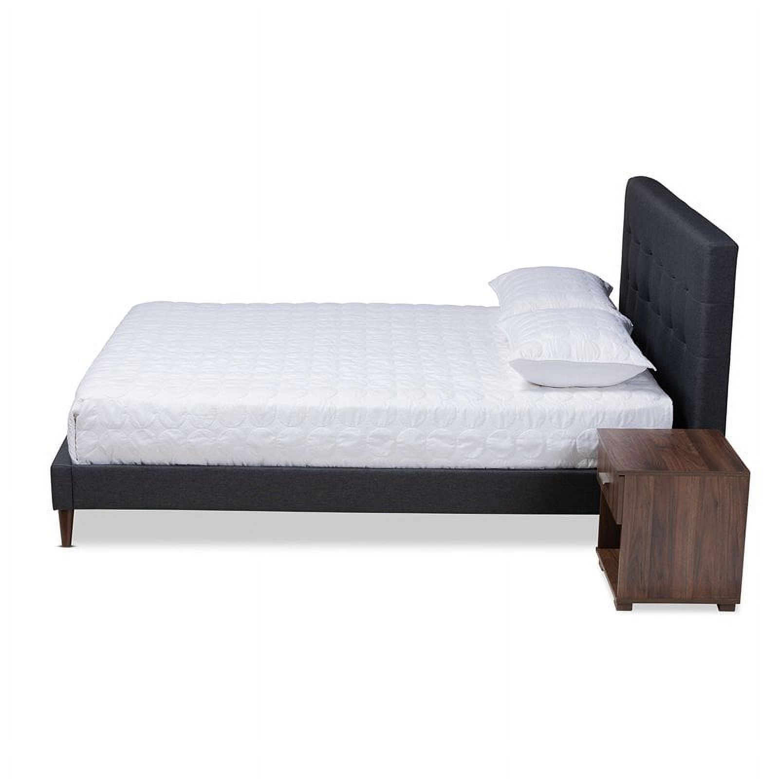 Bowery Hill Queen Dark Grey Platform Bed with Two Nightstands