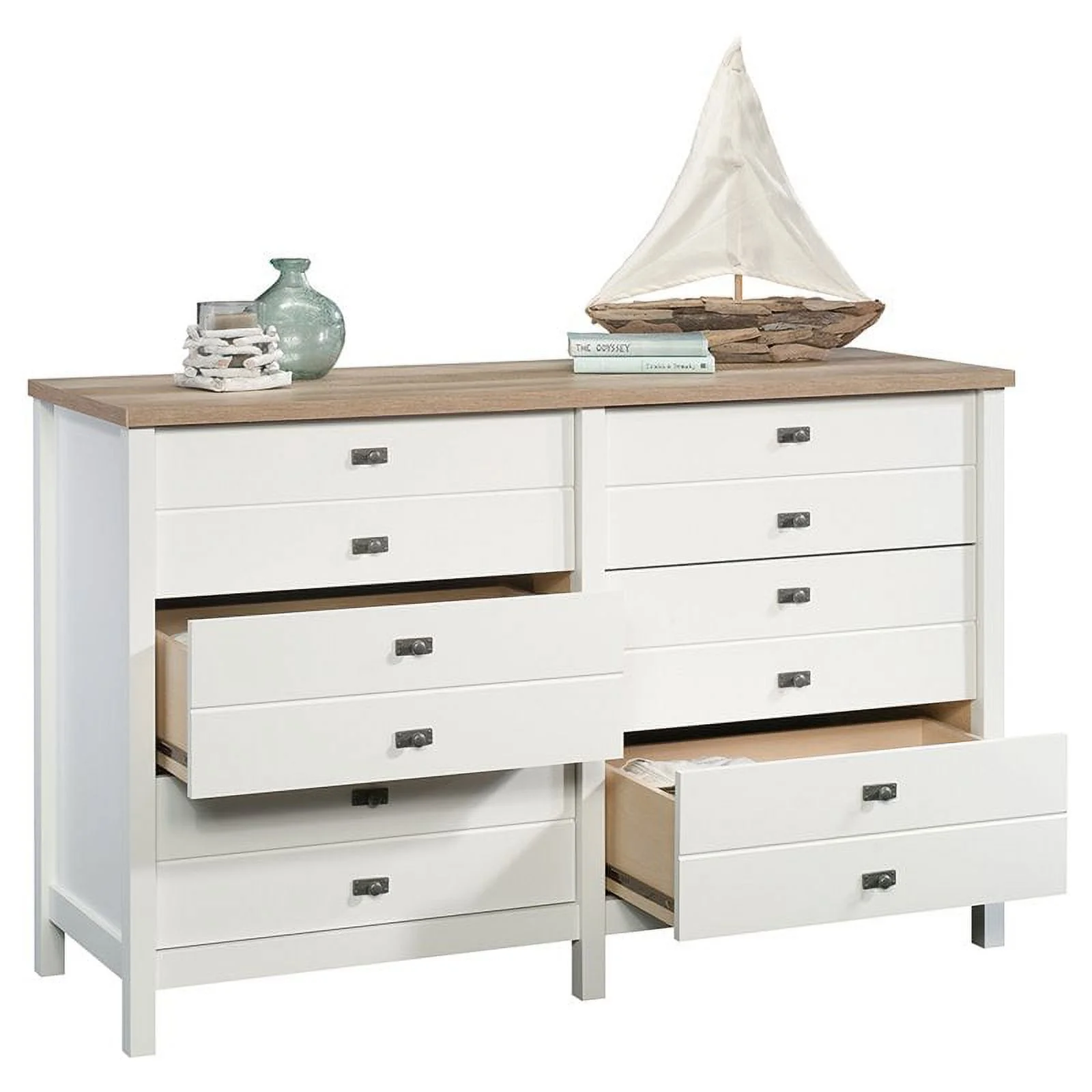Pemberly Row 6 Drawer Double Dresser in Soft White