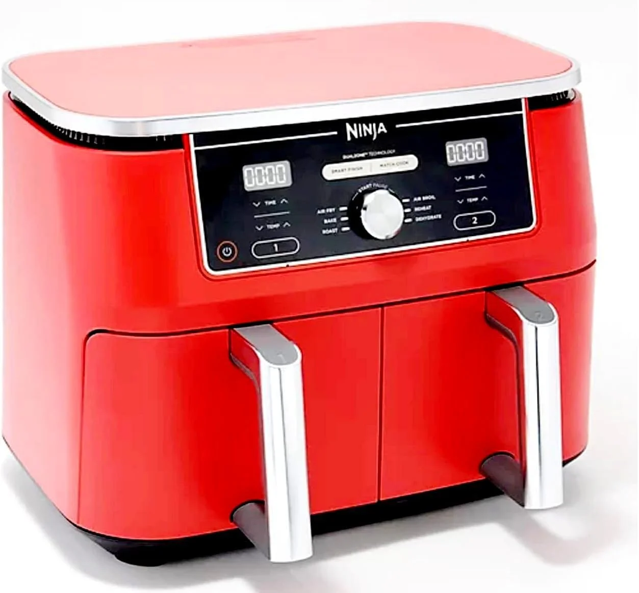 Restored Ninja DZ401 Foodi 6-in-1 10-qt. XL 2-Basket Air Fryer with DualZone Technology 10 Quart Air Fryer, Red (Refurbished)
