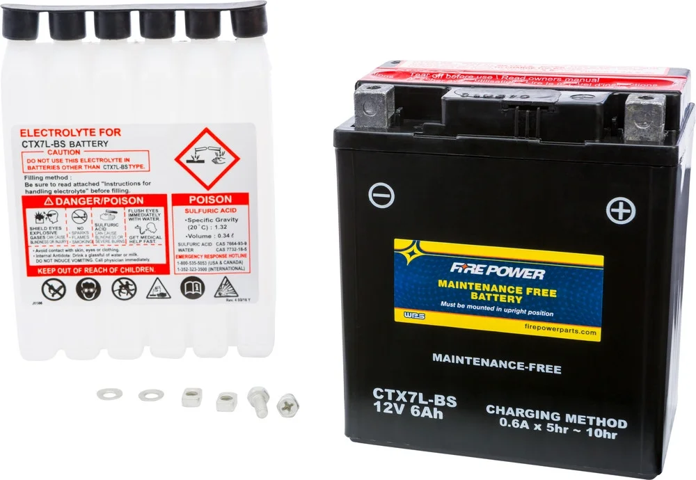 Fire Power Maintenance Free Battery CTX7L-BS Compatible With Suzuki DR200S 2015-2019