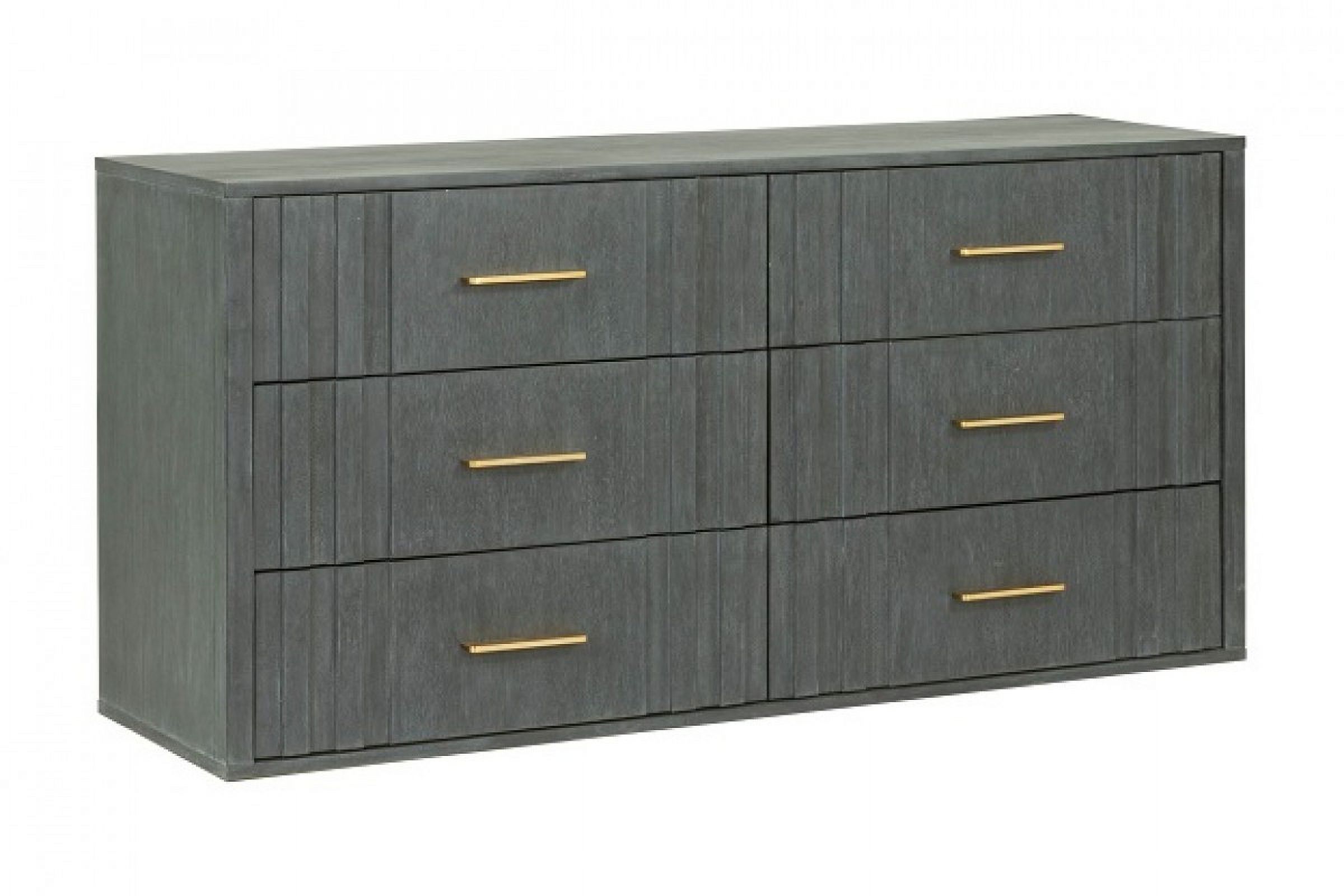HomeRoots 490825 30 x 63 x 17.7 in. Dark Gray Solid & Manufactured Wood Six Drawers Standard Dresser