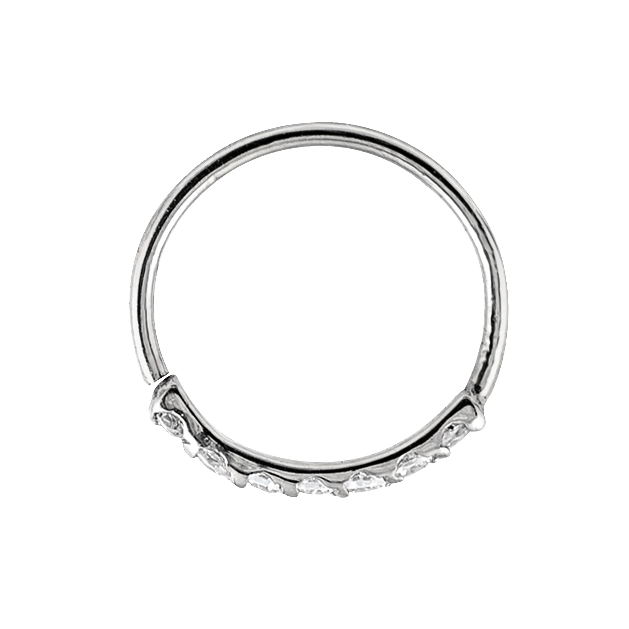 14Kt Nose Ring with 0.07ctw Diamonds - 24G Diamond Nose Hoop - Cartilage Hoop Earring - WGDIA