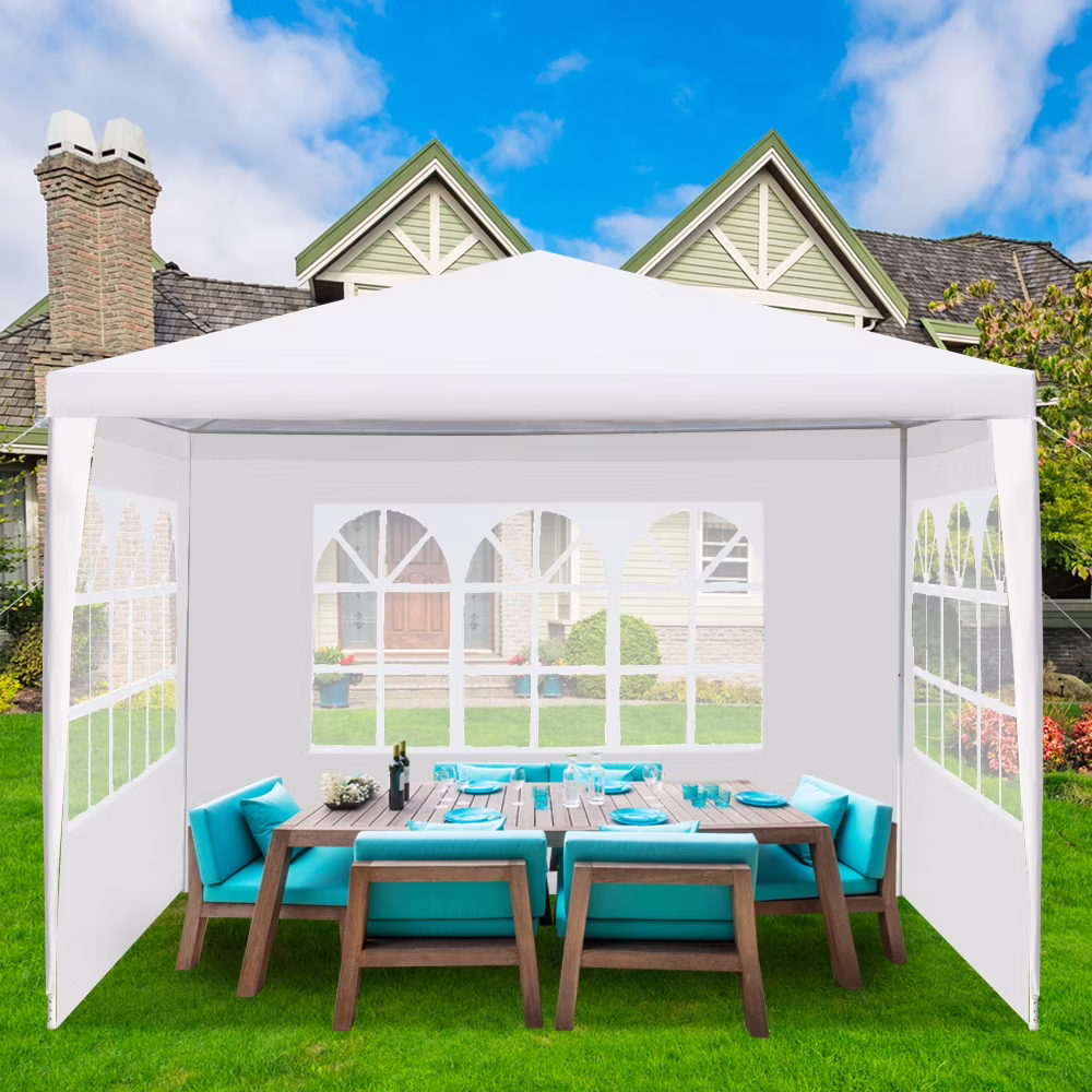 Zimtown 10'x10' Canopy Party Wedding Tent Gazebo Pavilion W/3 Window Wall