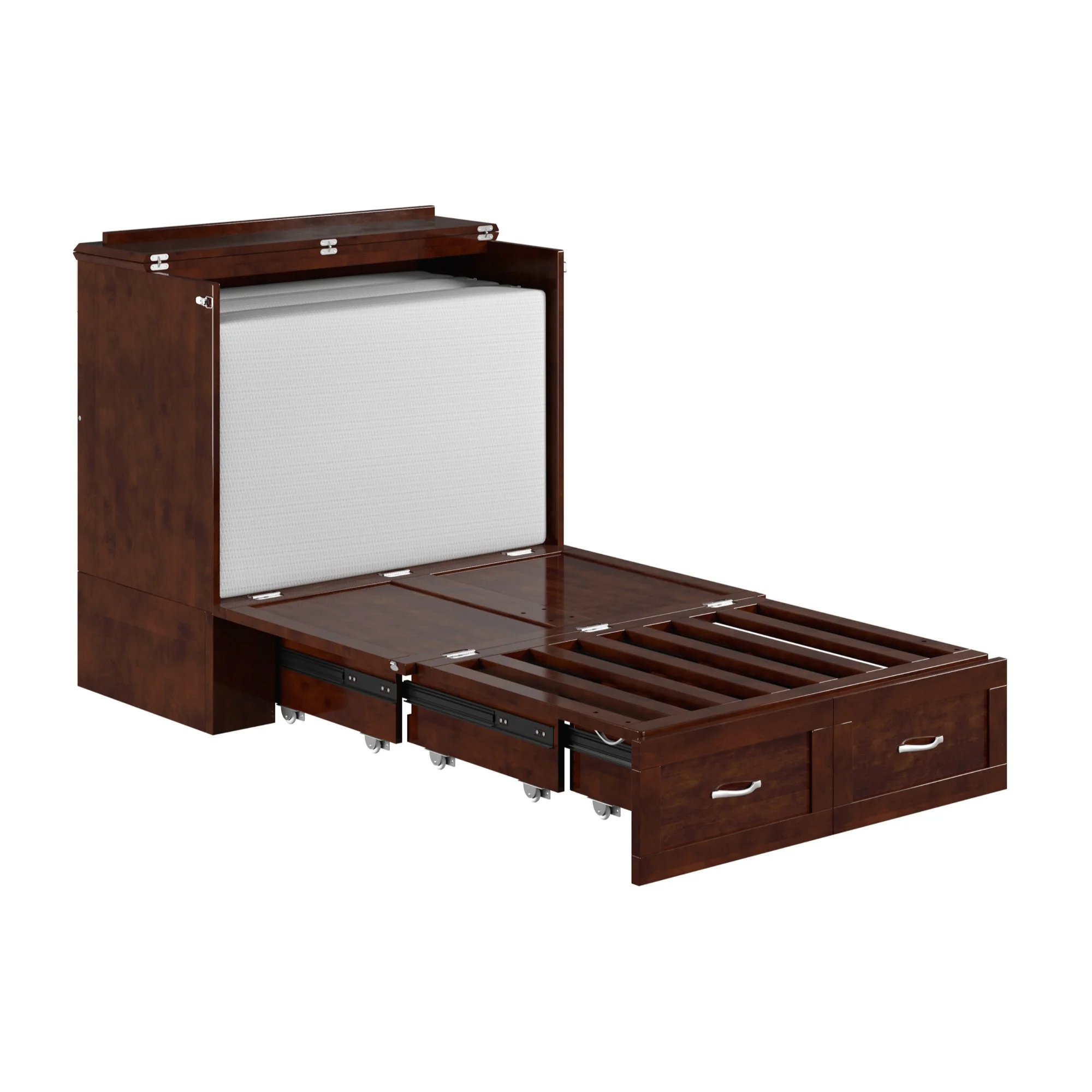 AFI Hamilton Wood Twin Extra Long Murphy Bed Chest in Walnut