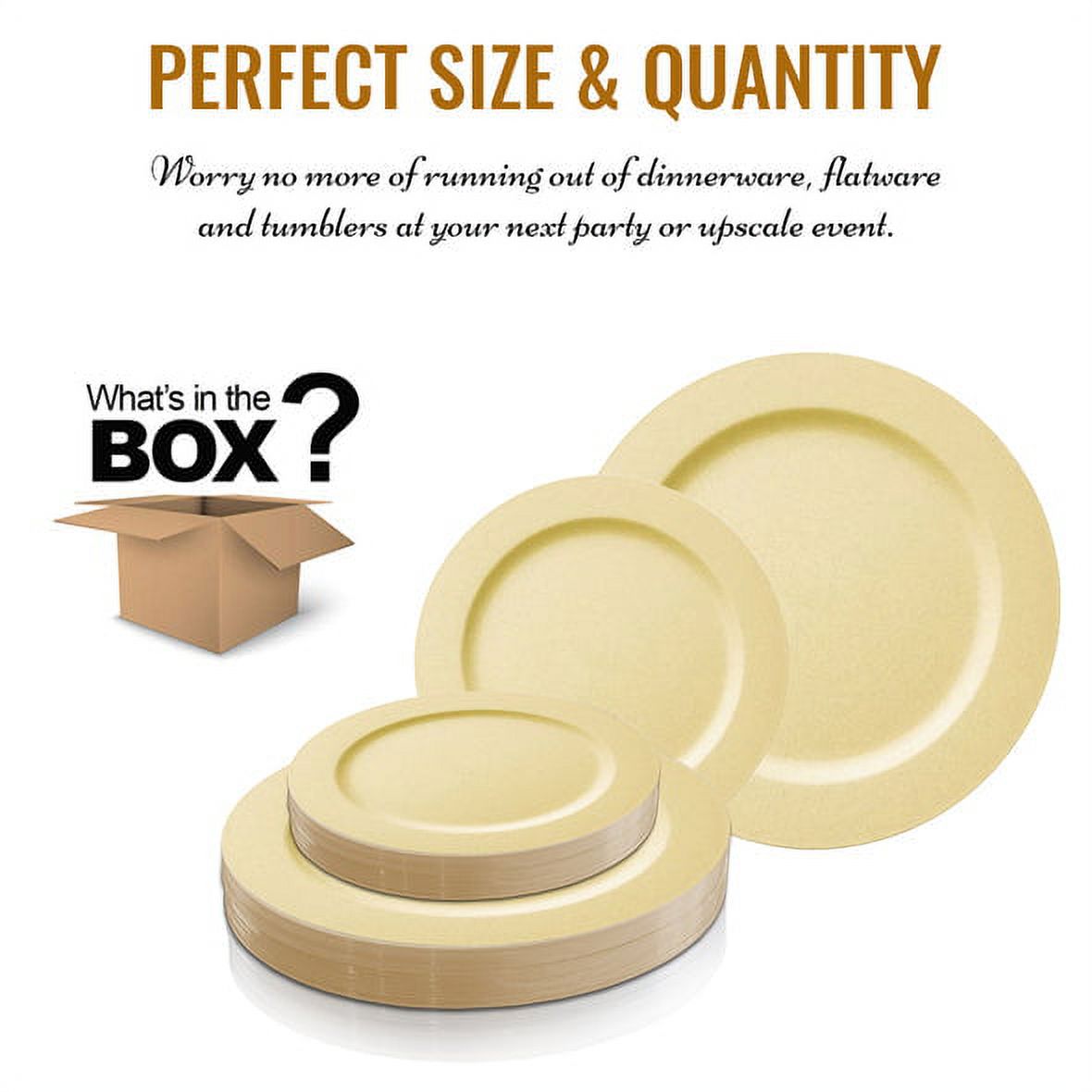 Smarty Matte Bright Yellow Round Disposable Plastic Dinnerware Value Set, 240 ct