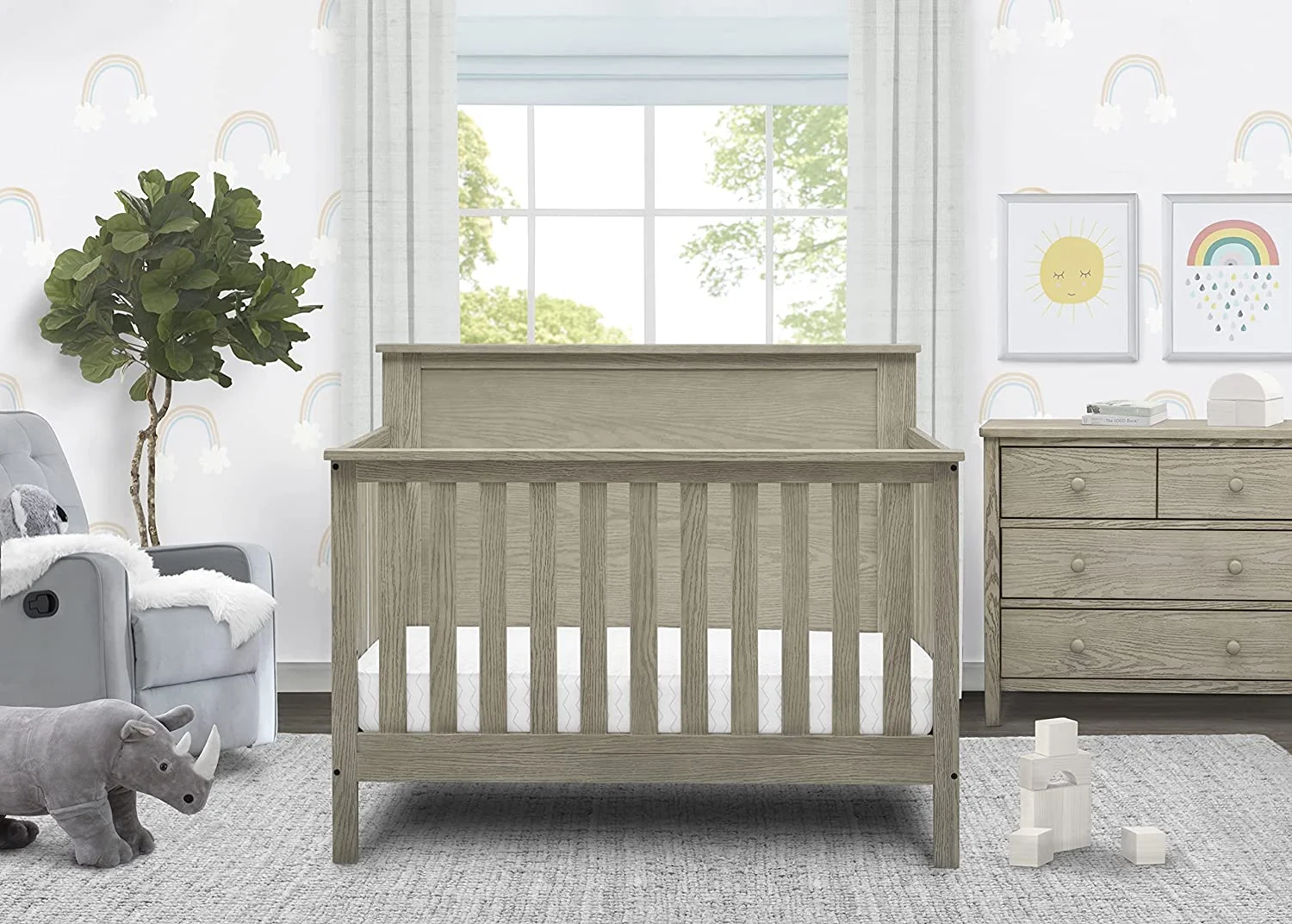 Delta Children Middleton 4-in-1 Convertible Baby Crib, Greenguard Gold Certified, Textured Limestone