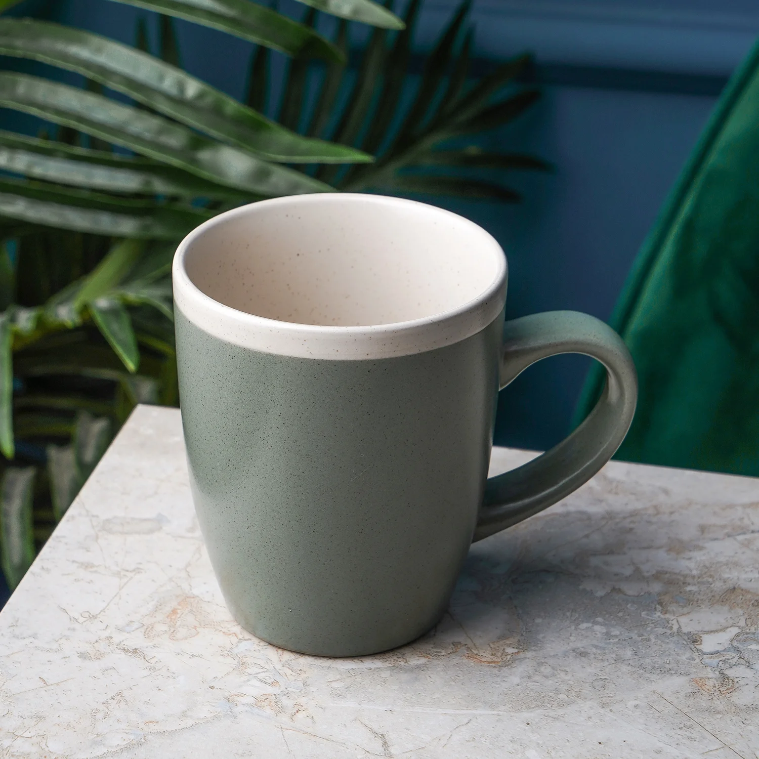 Stone Lain Serenity Rustic Stoneware Dinnerware Mug Replacements, Green and Cream