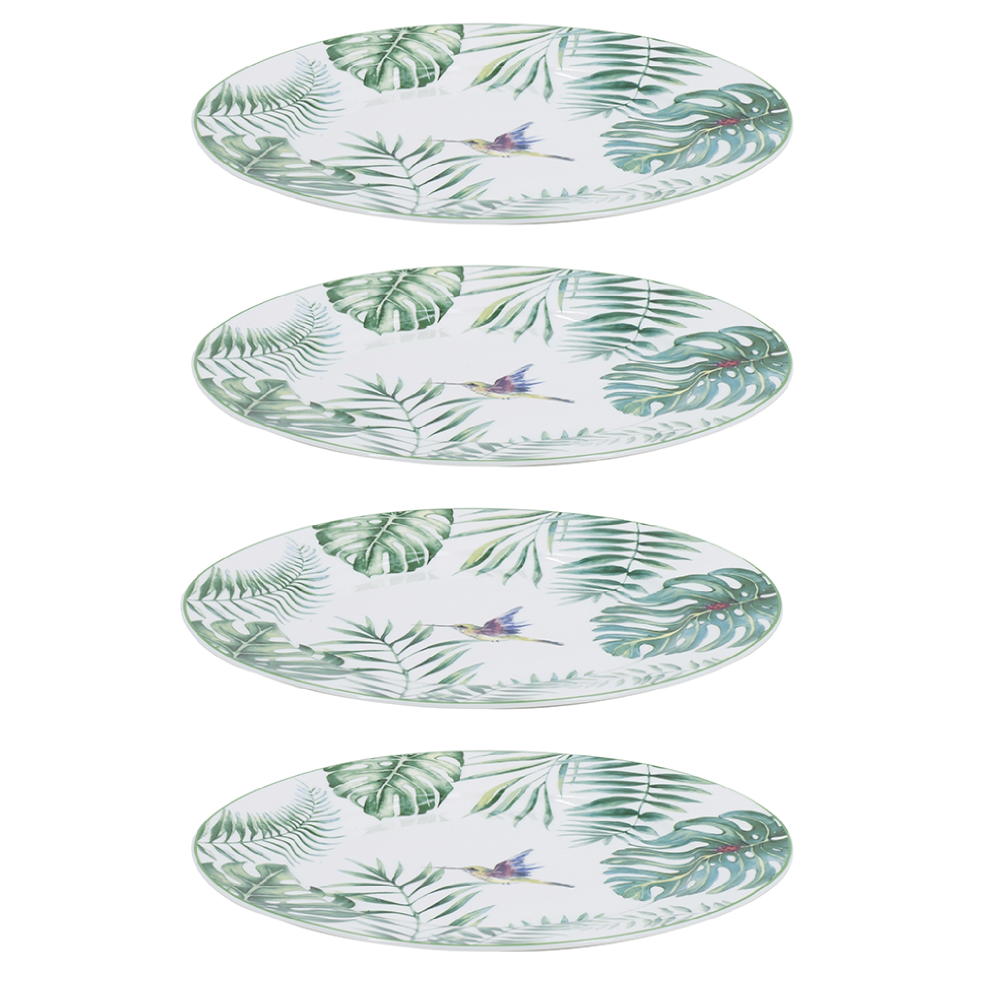 CC Home Furnishings Botanical Design with a Bird Round Dinner Plates - 10