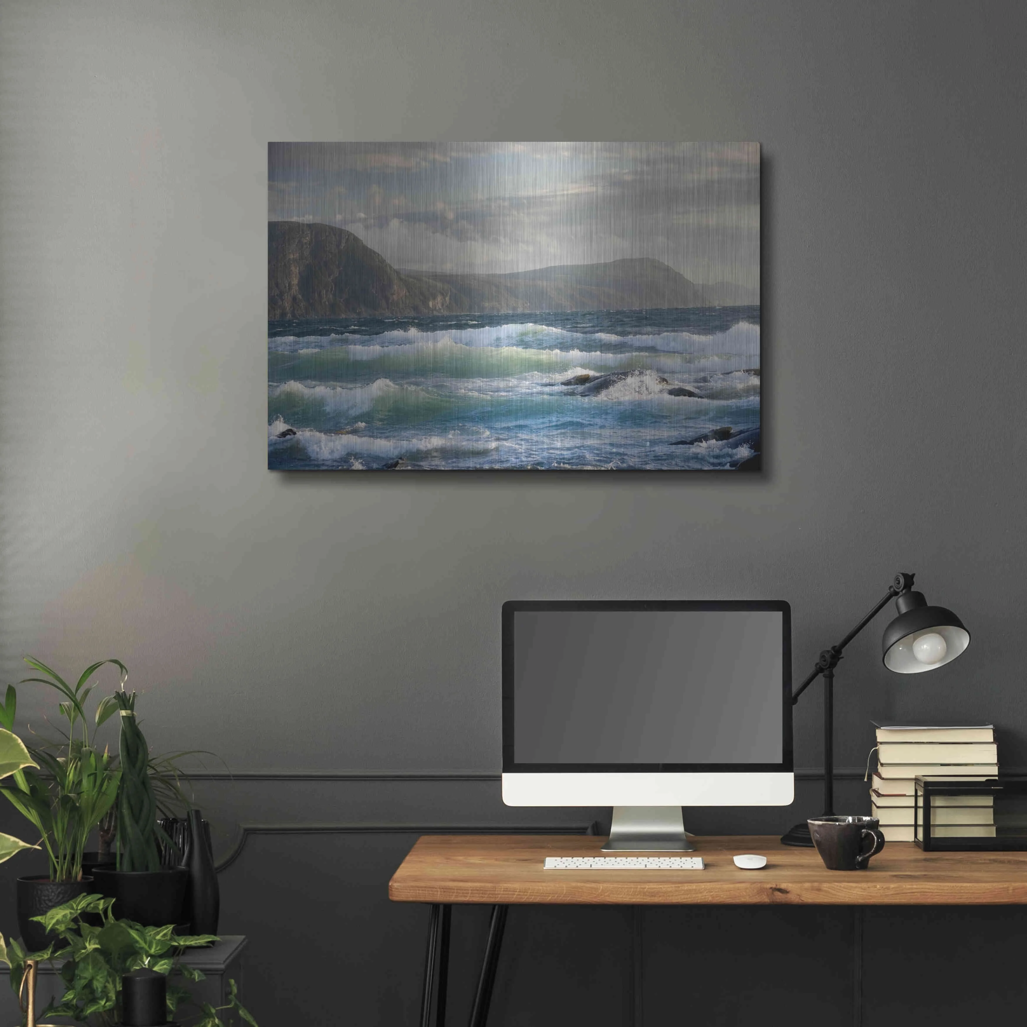 Luxe Metal Art 'Newfoundland Sunset Surf' by Mike Jones, Metal Wall Art, 36